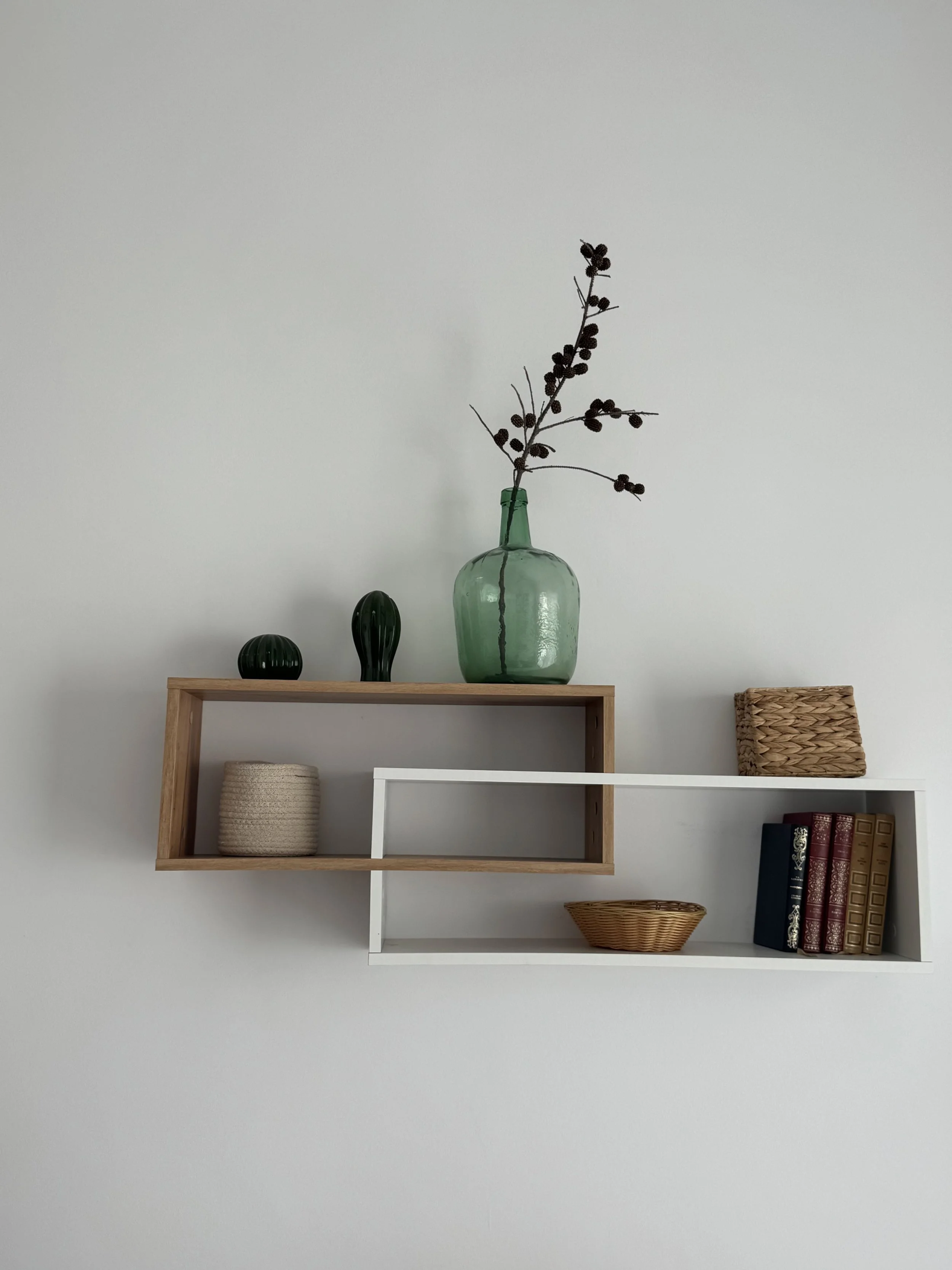 Decorative wall shelf with artisan objects and natural textures at Casita Luna Lanzarote