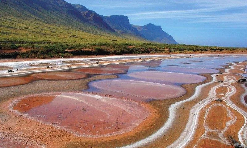 Historic salt ponds at Salinas del Río in north Lanzarote