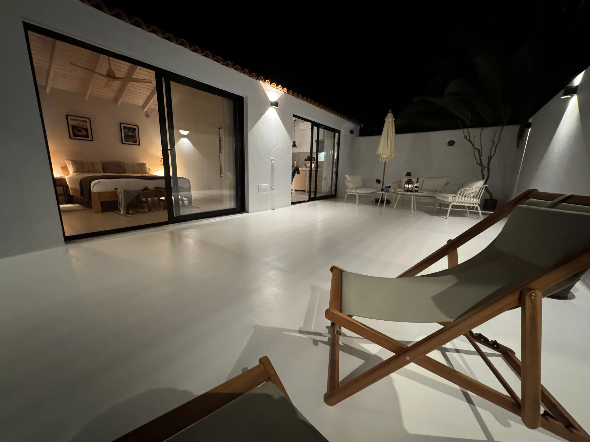 relaxing at night on the terrace with amazing illumination