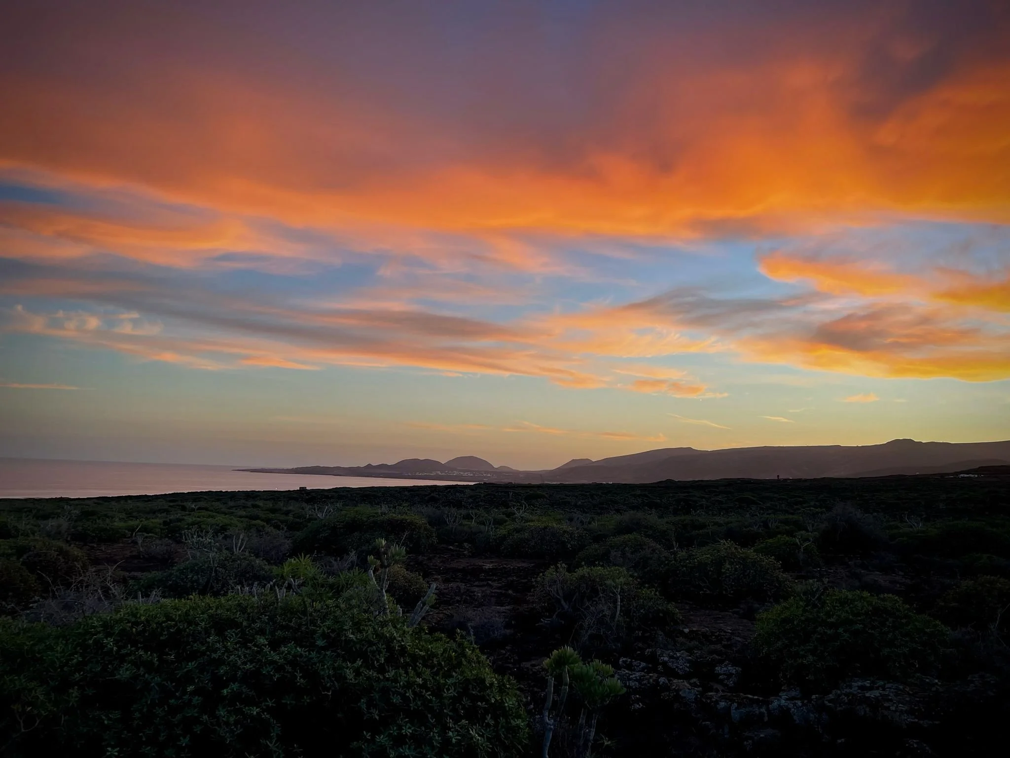 Quiet coastal landscape and Atlantic Ocean in north Lanzarote