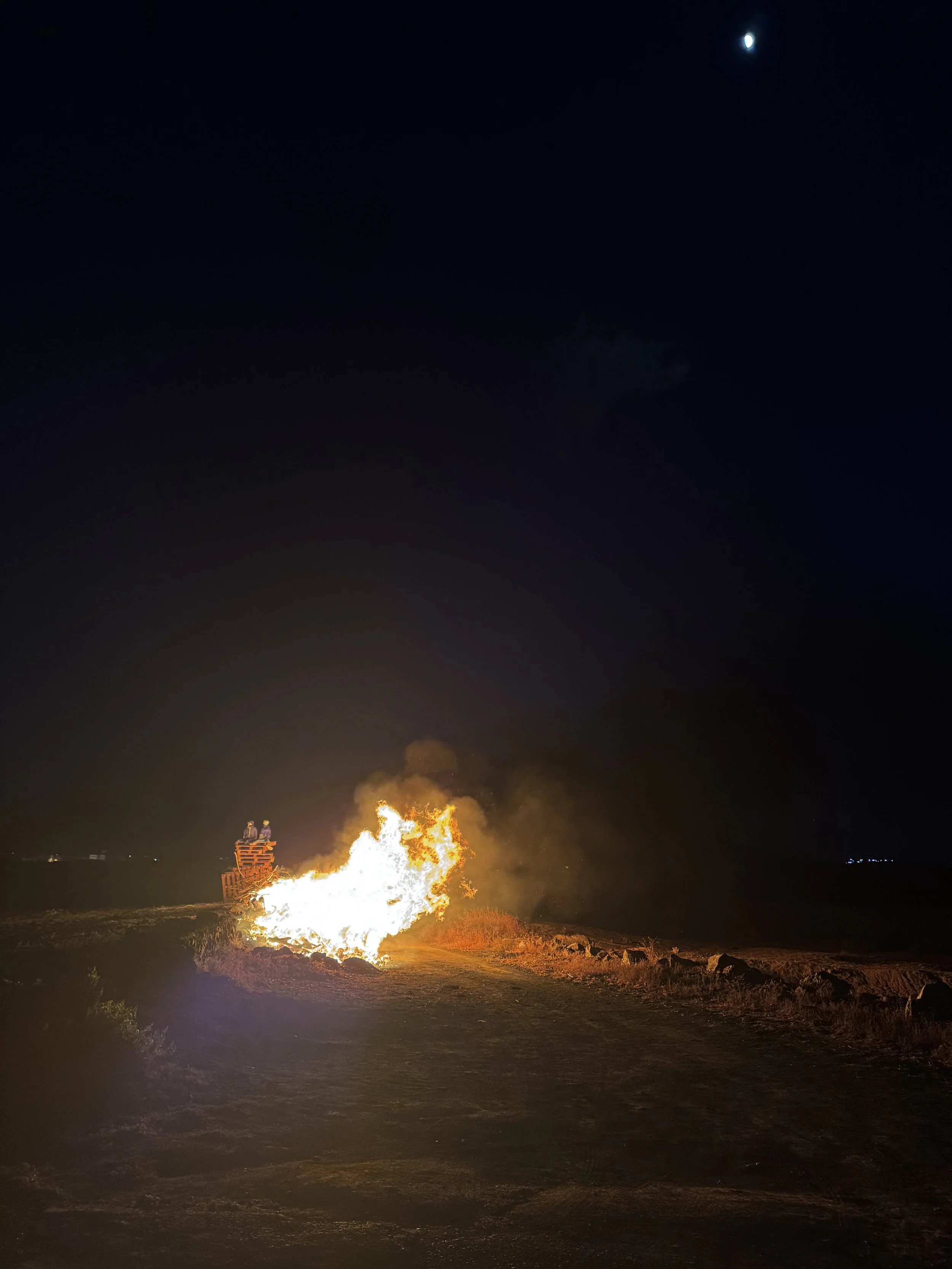 Not every bonfire is a public celebration. Many are simple gatherings of family and friends.