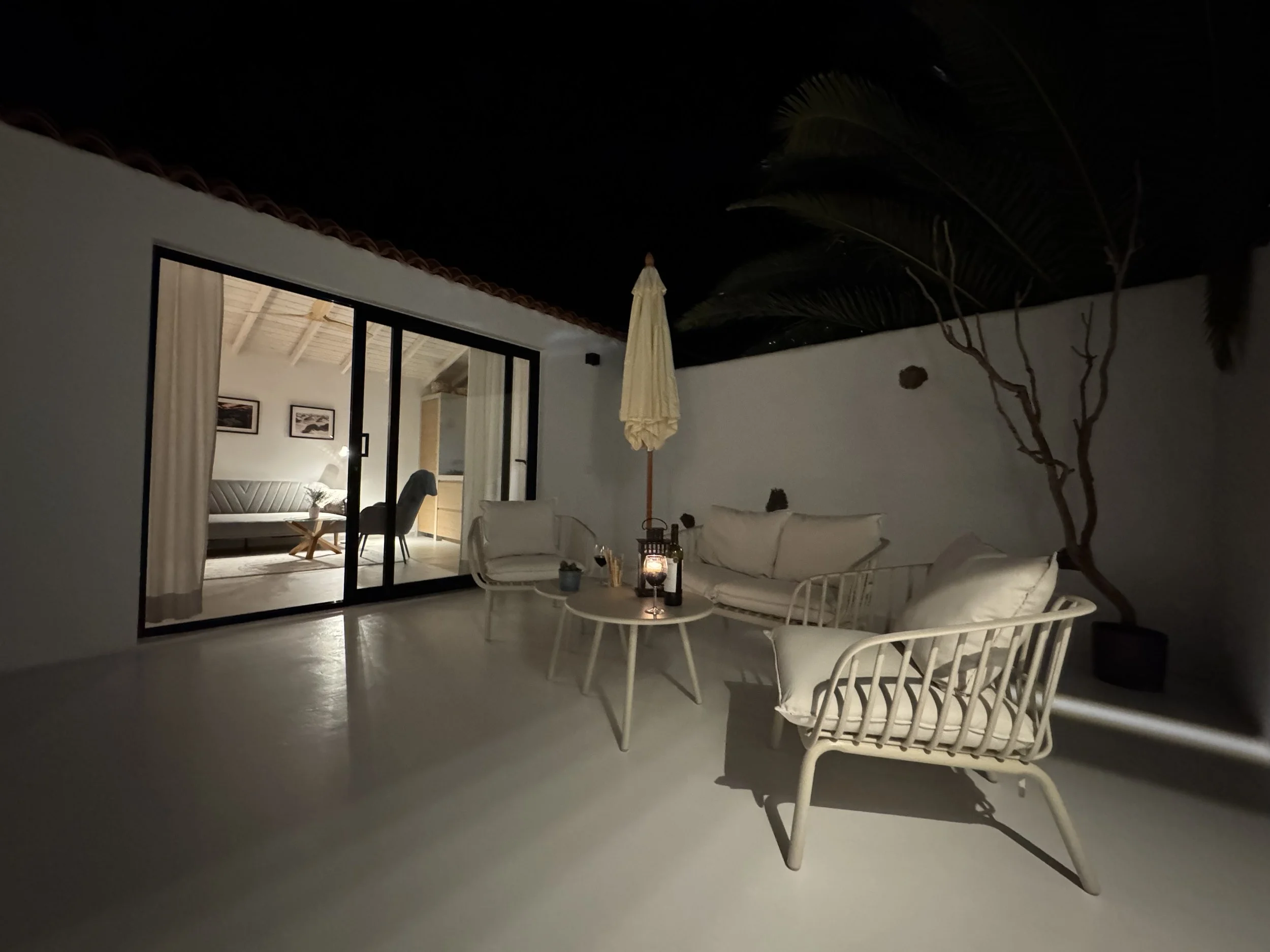 Private terrace at night at Casita Coco Lanzarote
