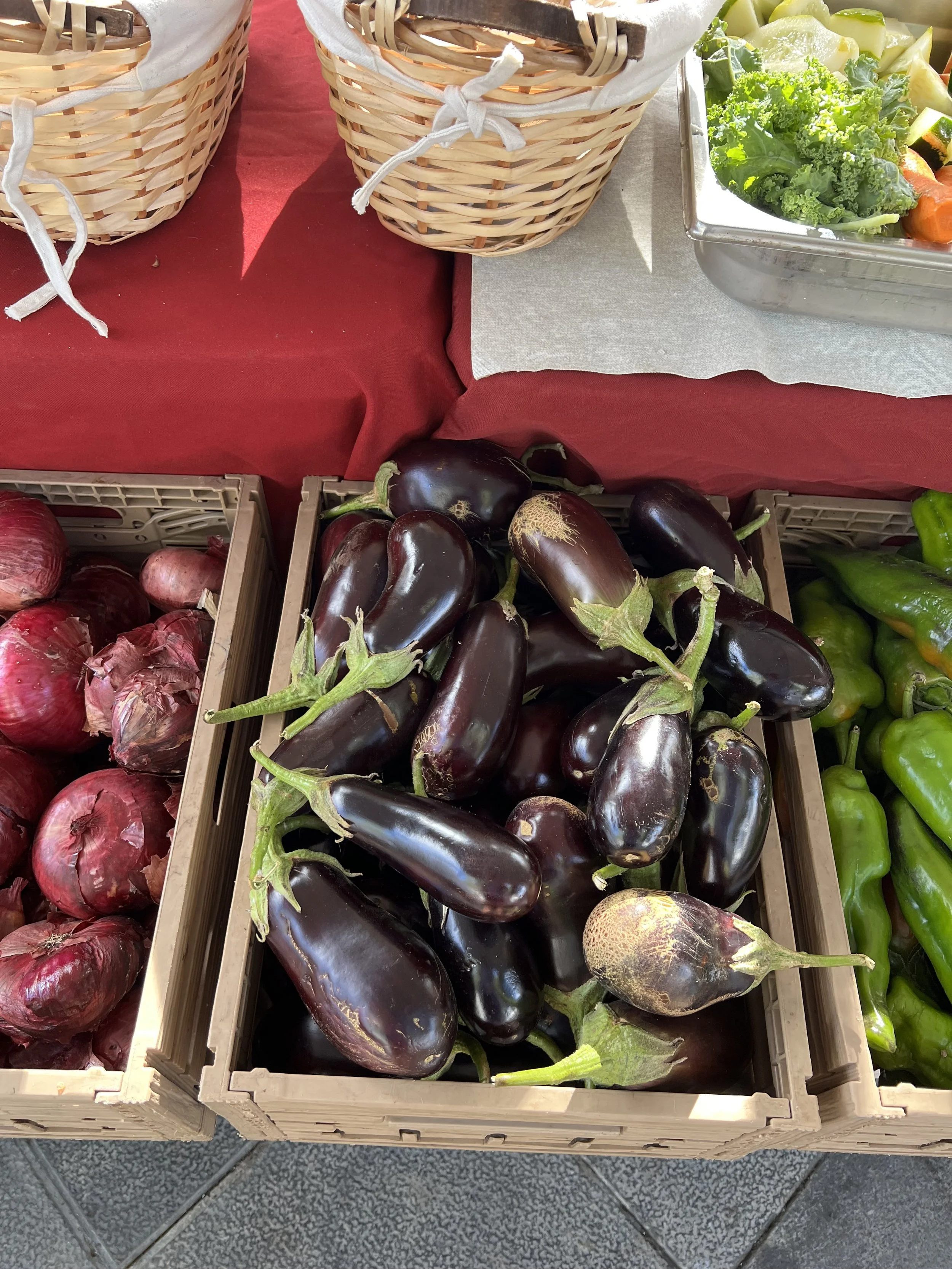 Organic vegetables from a local finca at Haría artisan market in Lanzarote.