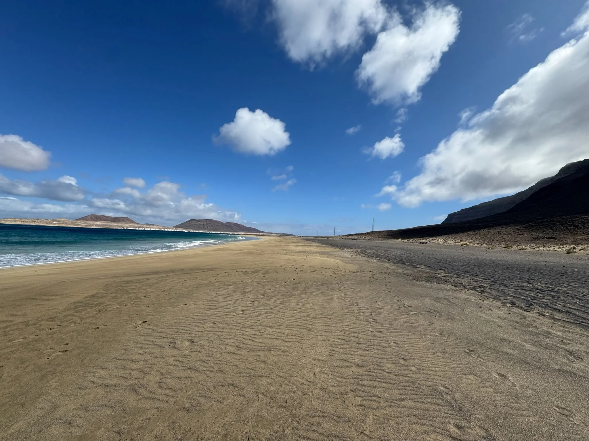 Empty Playa del Risco beach in north Lanzarote