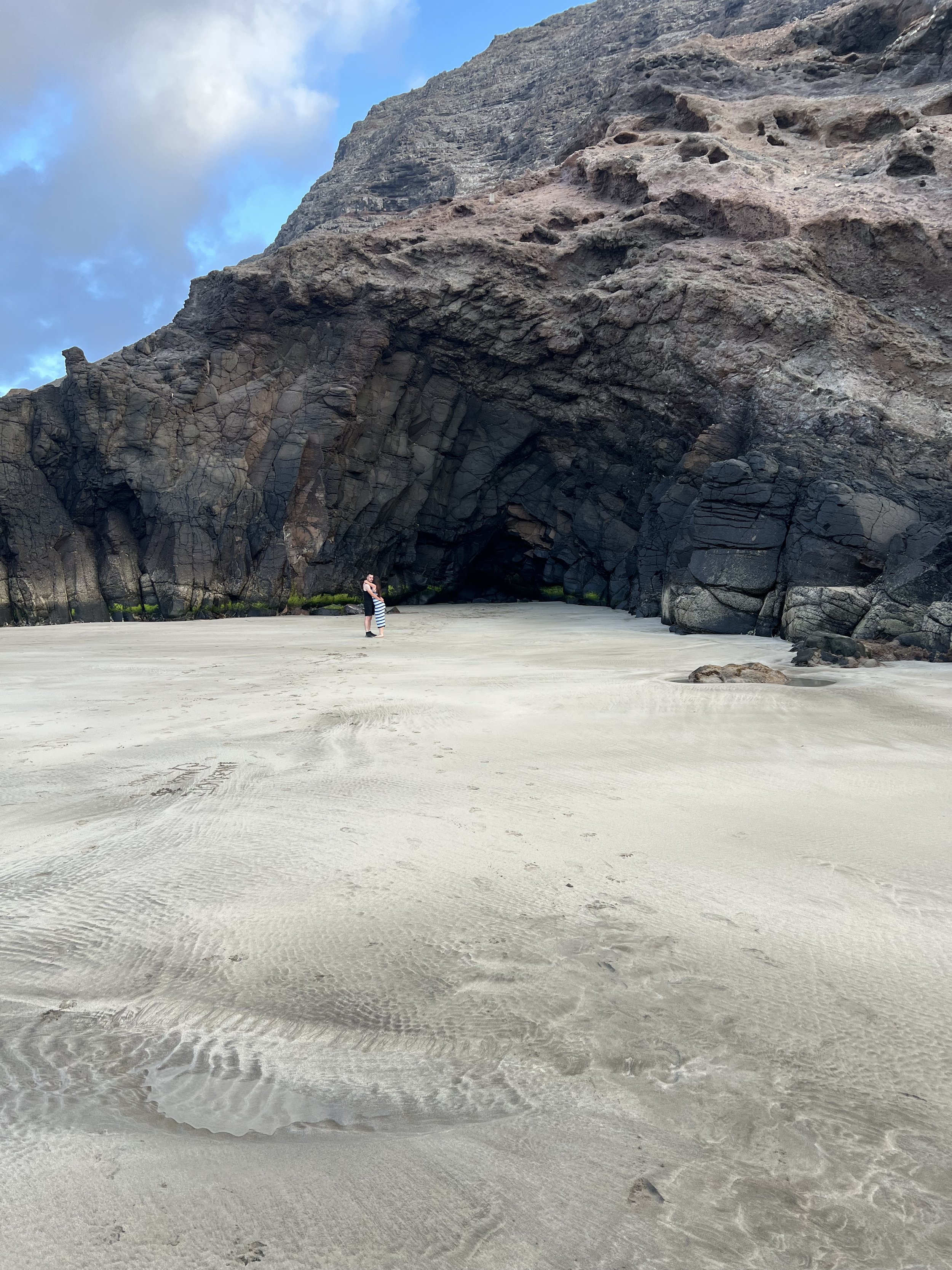 Large sea cave at Playa de Las Canteras revealed by an unusually low tide.