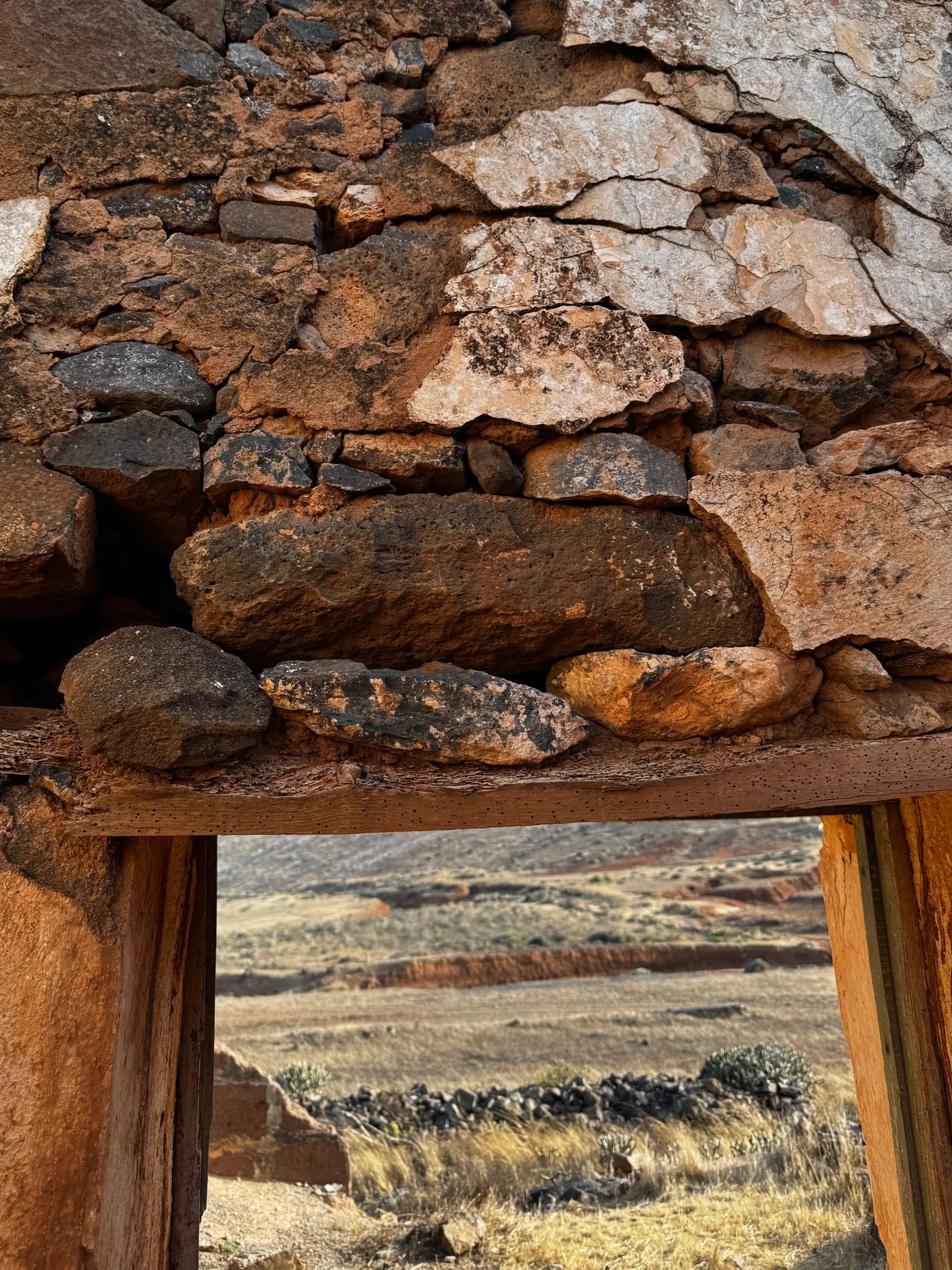 Original doorway built from volcanic stone in a traditional Lanzarote house.