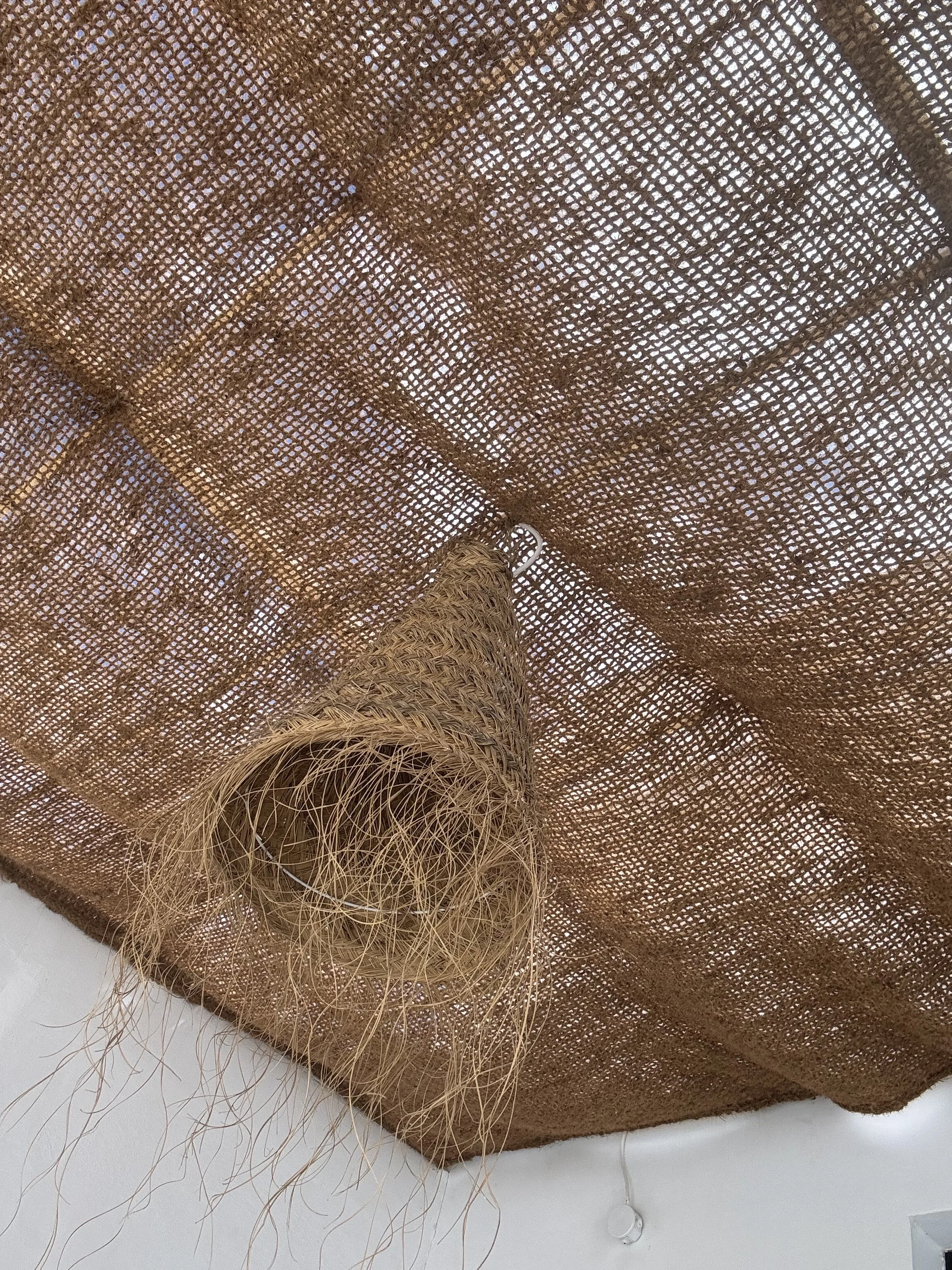 Woven pergola ceiling detail with natural textures at Casita Luna Lanzarote