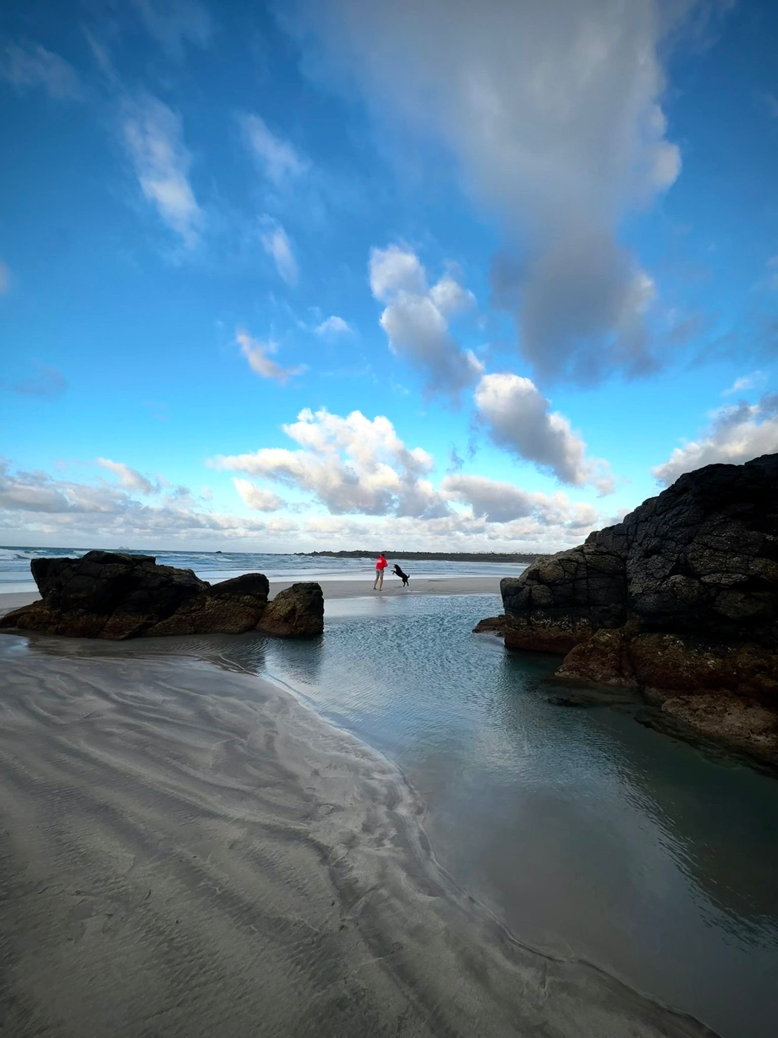 Coastal landscape near a hidden sea cave during an extraordinary low tide in Lanzarote