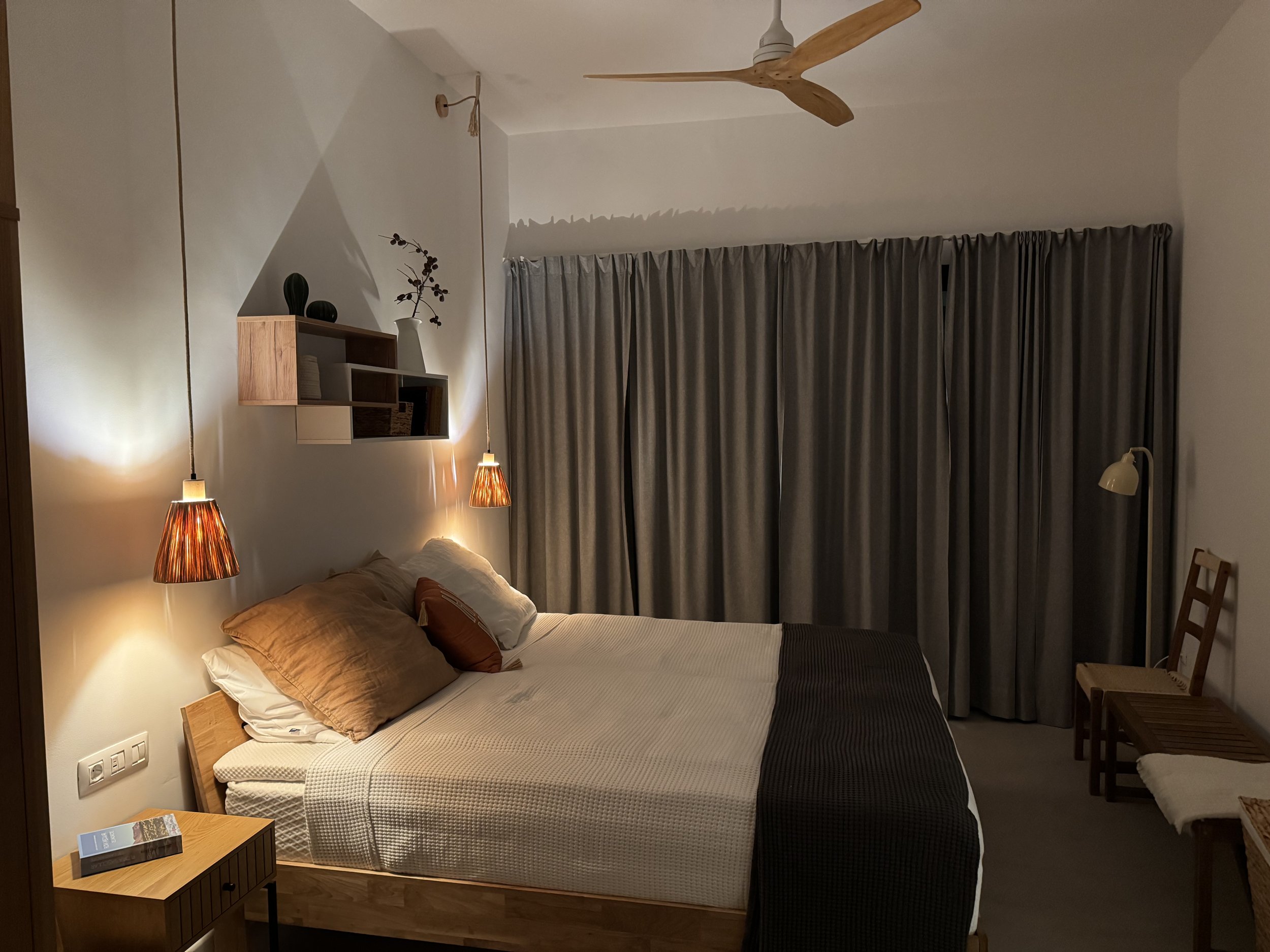 Bedroom interior with soft ambient lighting at Casita Luna Lanzarote