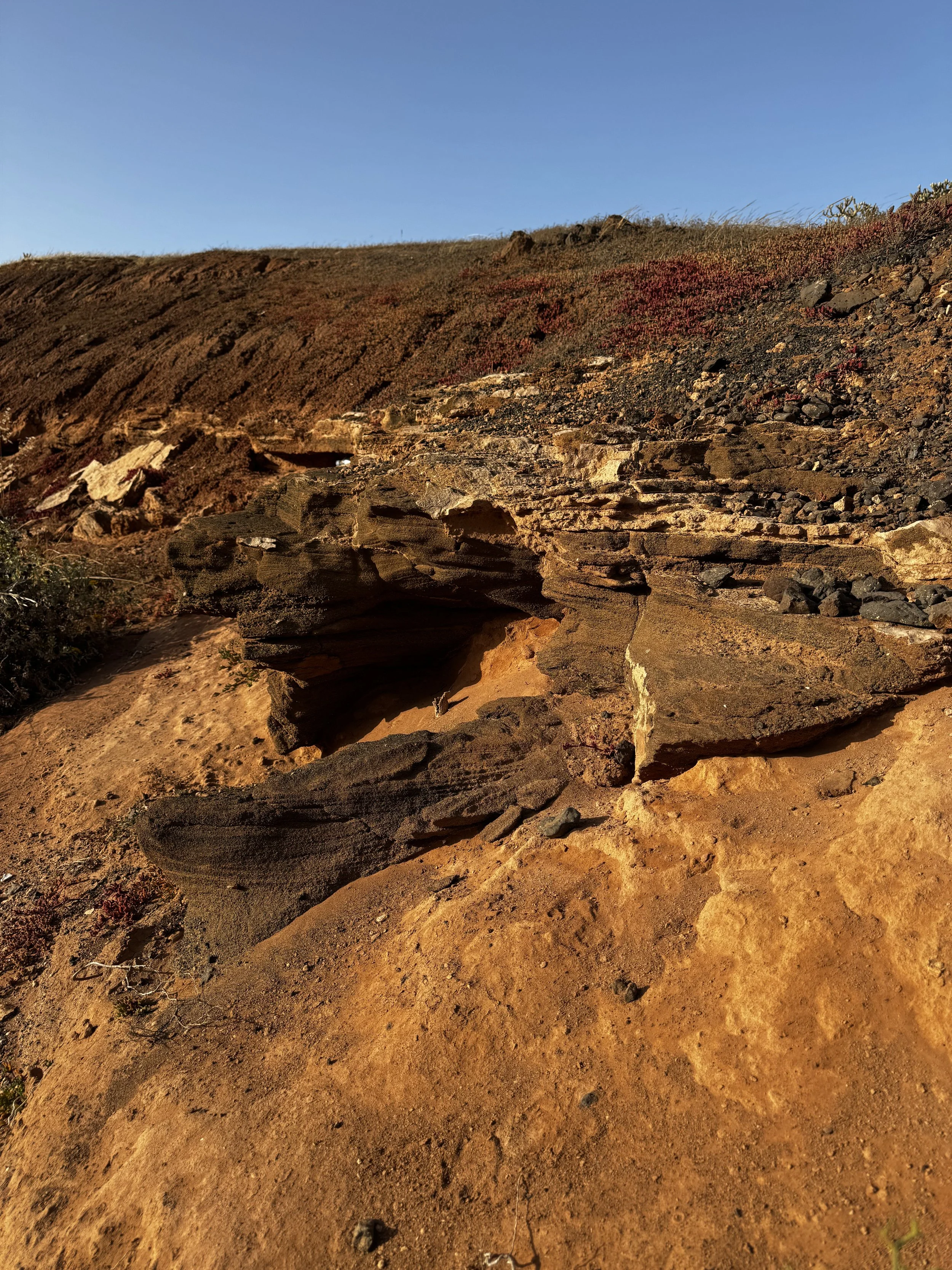 Eroded volcanic landscape shaped by wind and time in north Lanzarote.