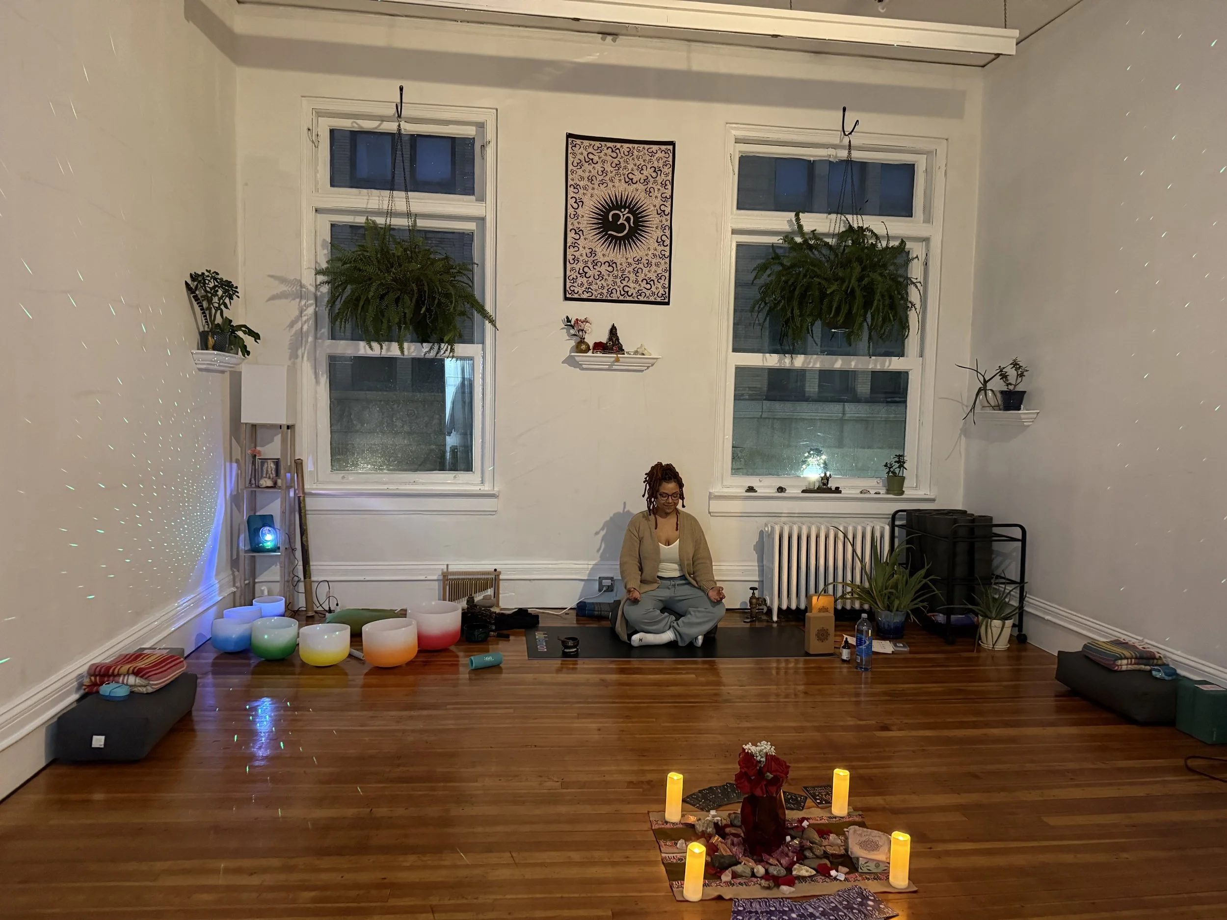 Reiki energy healing sessions in New Bedford, MA. Available as standalone, combined with yoga, or paired with sound bath. Stress relief and deep restoration.