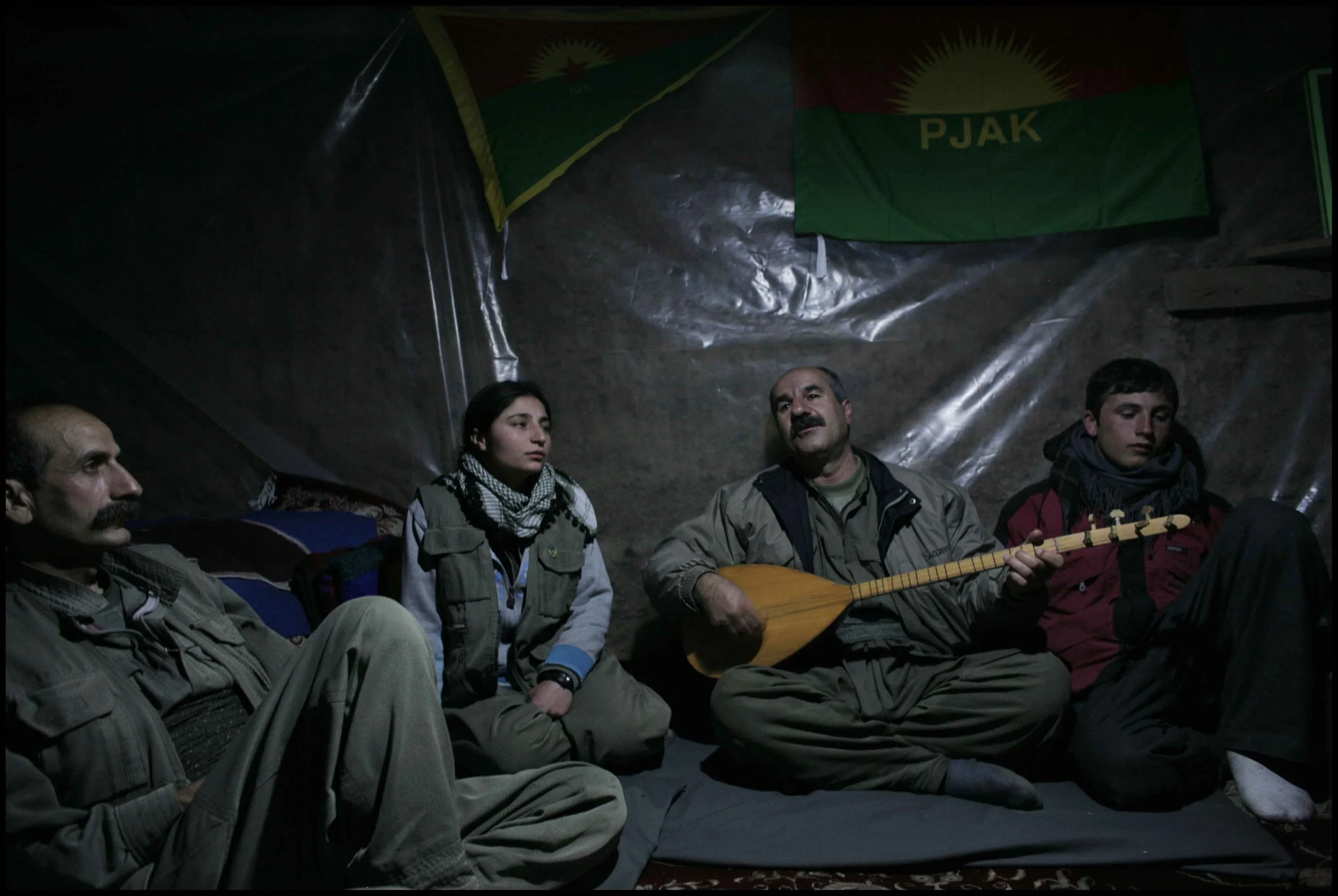 PJAK Qandil mountains, Kurdistan.
Dalil Mirsaz, a saz player and teacher who is in charge of arts and culture in the mountains for PJAK. He is originally from Afren in Syria.