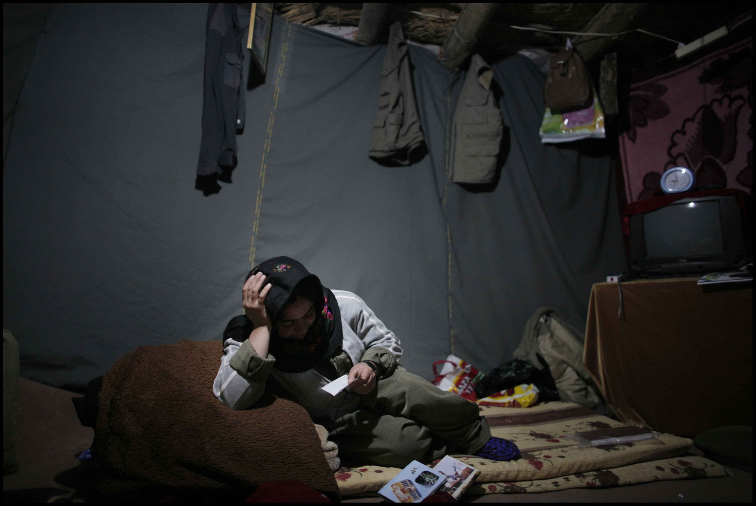 PJAK Qandil mountains, Kurdistan.
Sheelan, a 19-year-old Azeri from the town of Kotul in Iran. She joined PJAK around one year ago. Her father died when she was just one year old and from the age of six, she and her siblings made carpets in order to 