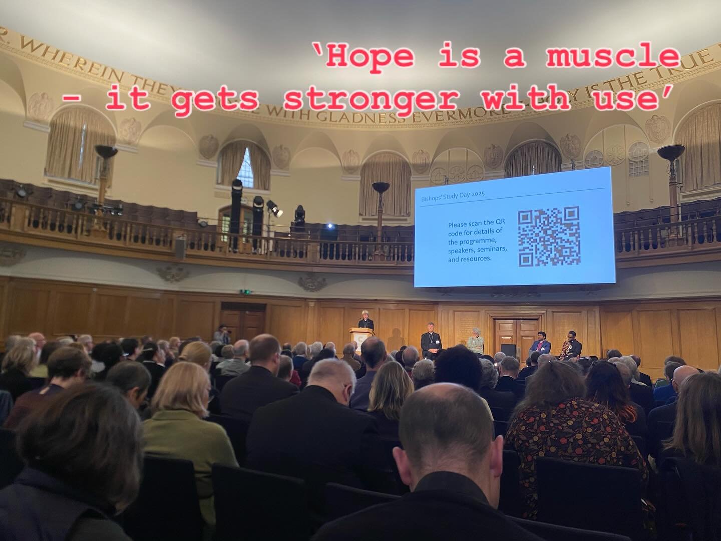 St Giles&rsquo; clergy are at Church House, Westminster today for the @dioceseoflondon Bishops&rsquo; Study Day for clergy across London. Bishop Sarah opens the day with prayer and words to all. Then Bishop Rowan talks about &lsquo;First things and l