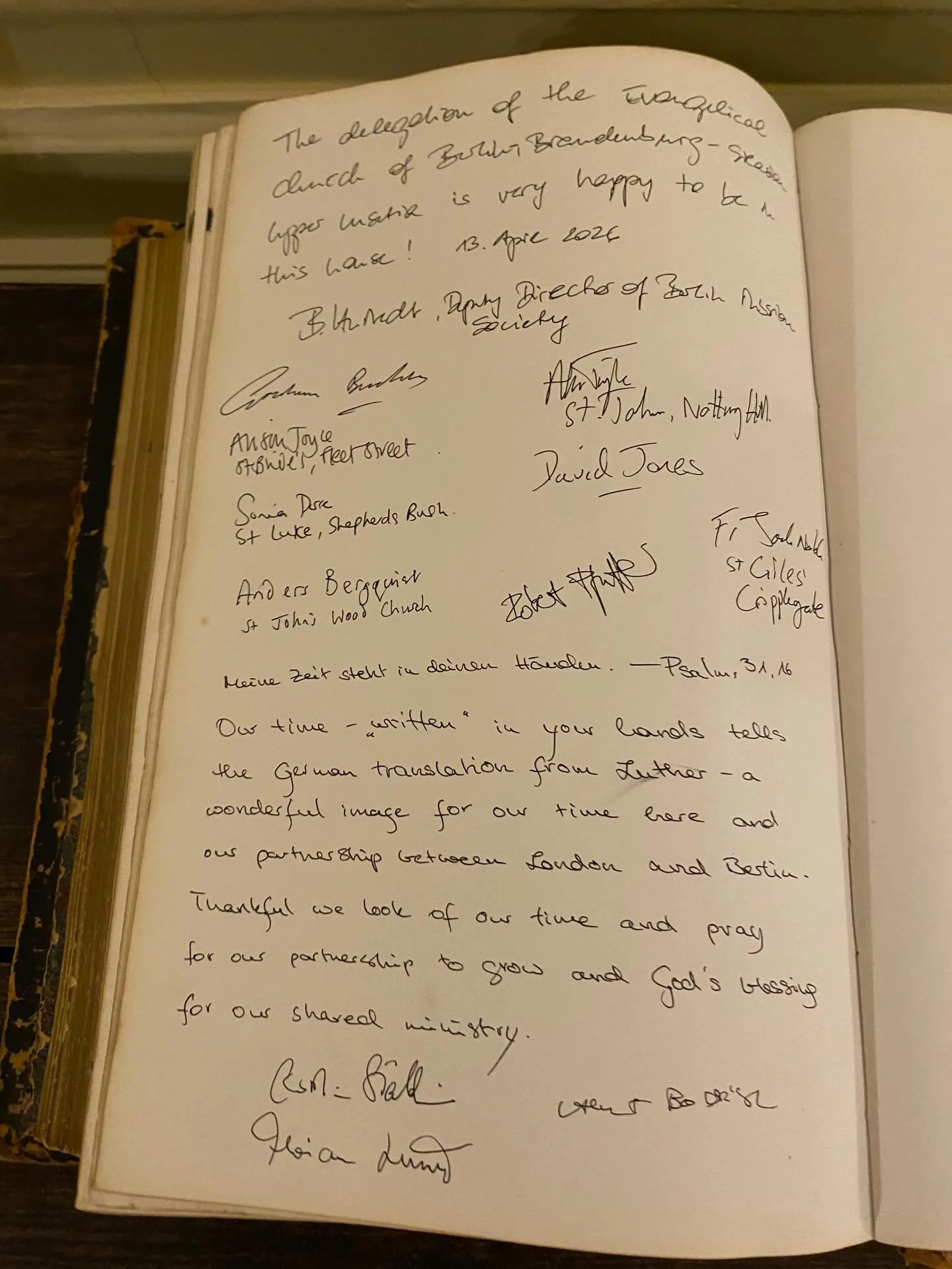 Fr Jack was at The Old Deanery tonight (The Bishop of London&rsquo;s residence and office) to share an inspiring dinner with @dioceseoflondon and Berlin-Brandenburg Diocese German Lutheran clergy. Signing the house guest book that goes back to 1901&h