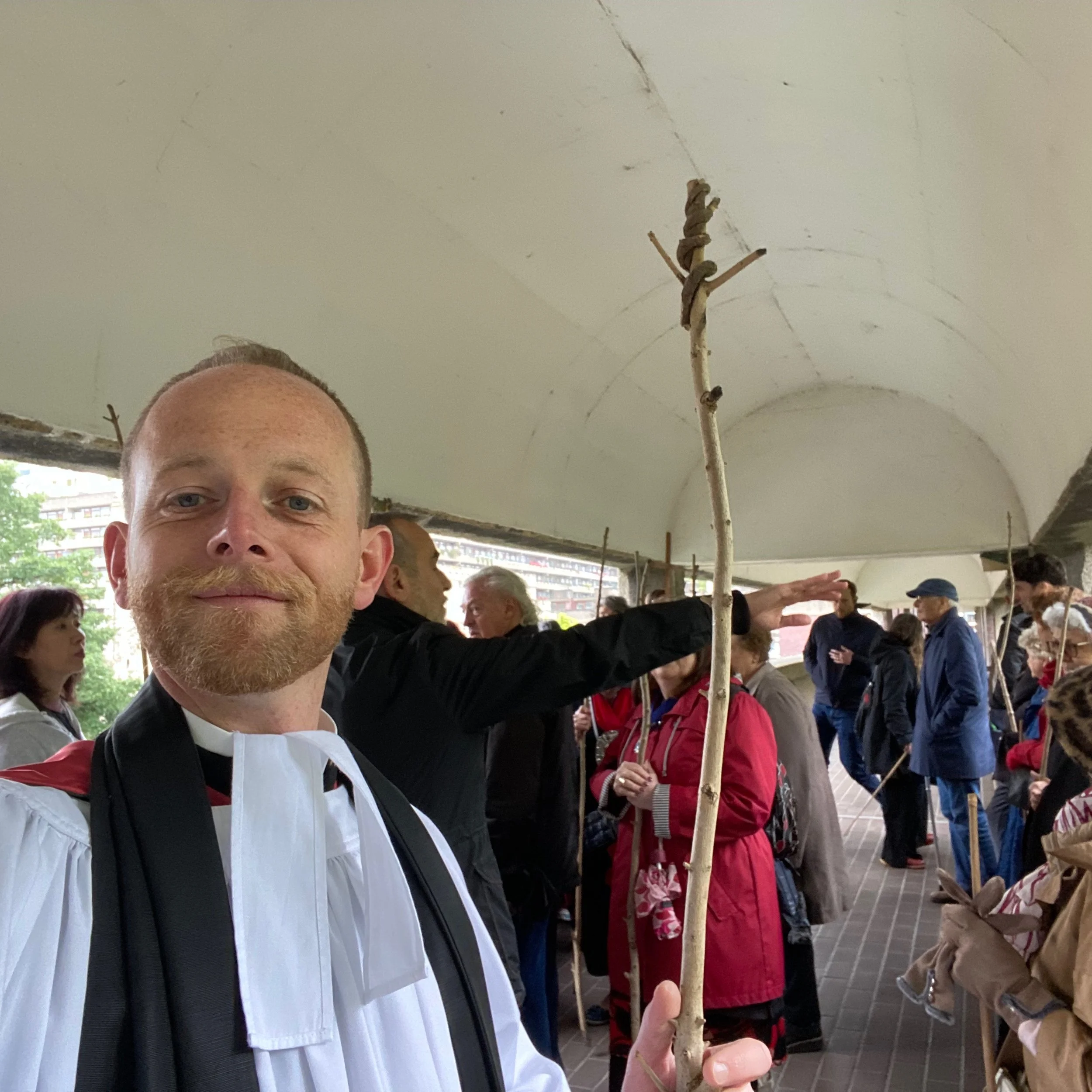 dozens of kids from our parish school, with residents, workers, representatives of other faiths, civic leaders, Ward and community representatives joined together to Beat the Bounds of St Giles' Parish today, ending with tea, beer and buns! There is 