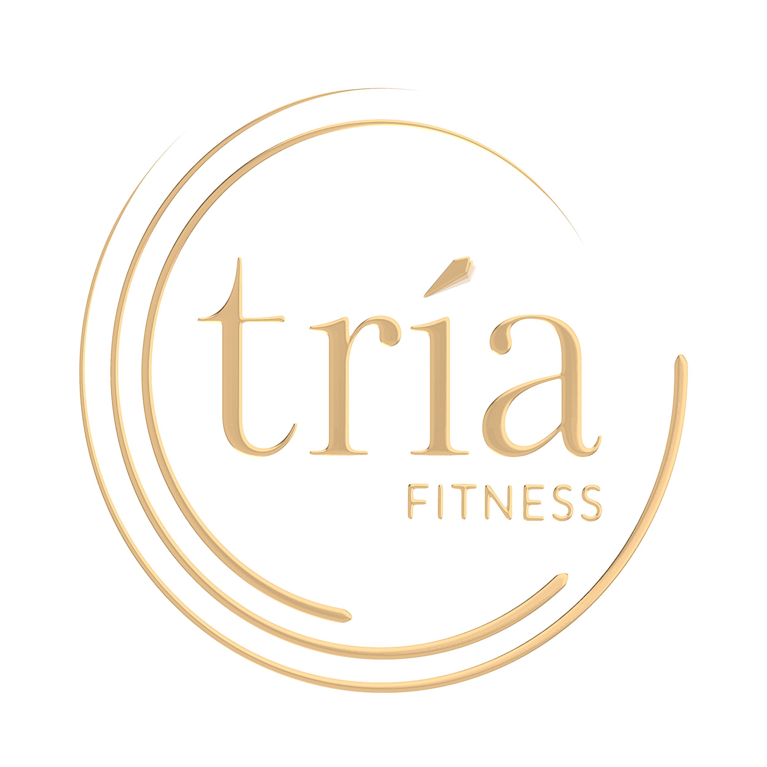 Logo of Tria Fitness featuring a circular design with the word 'Tria' in gold and 'Fitness' in smaller gold letters below.