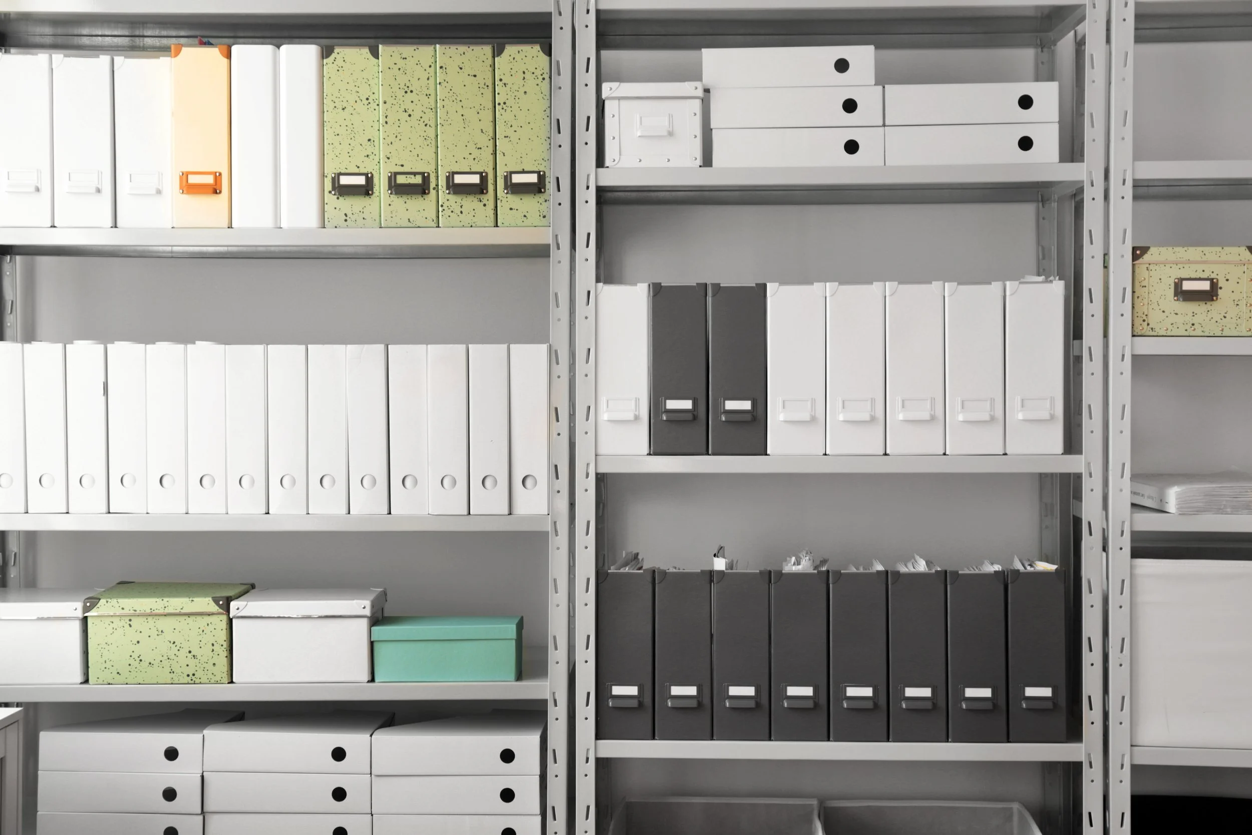 Files organized on shelves
