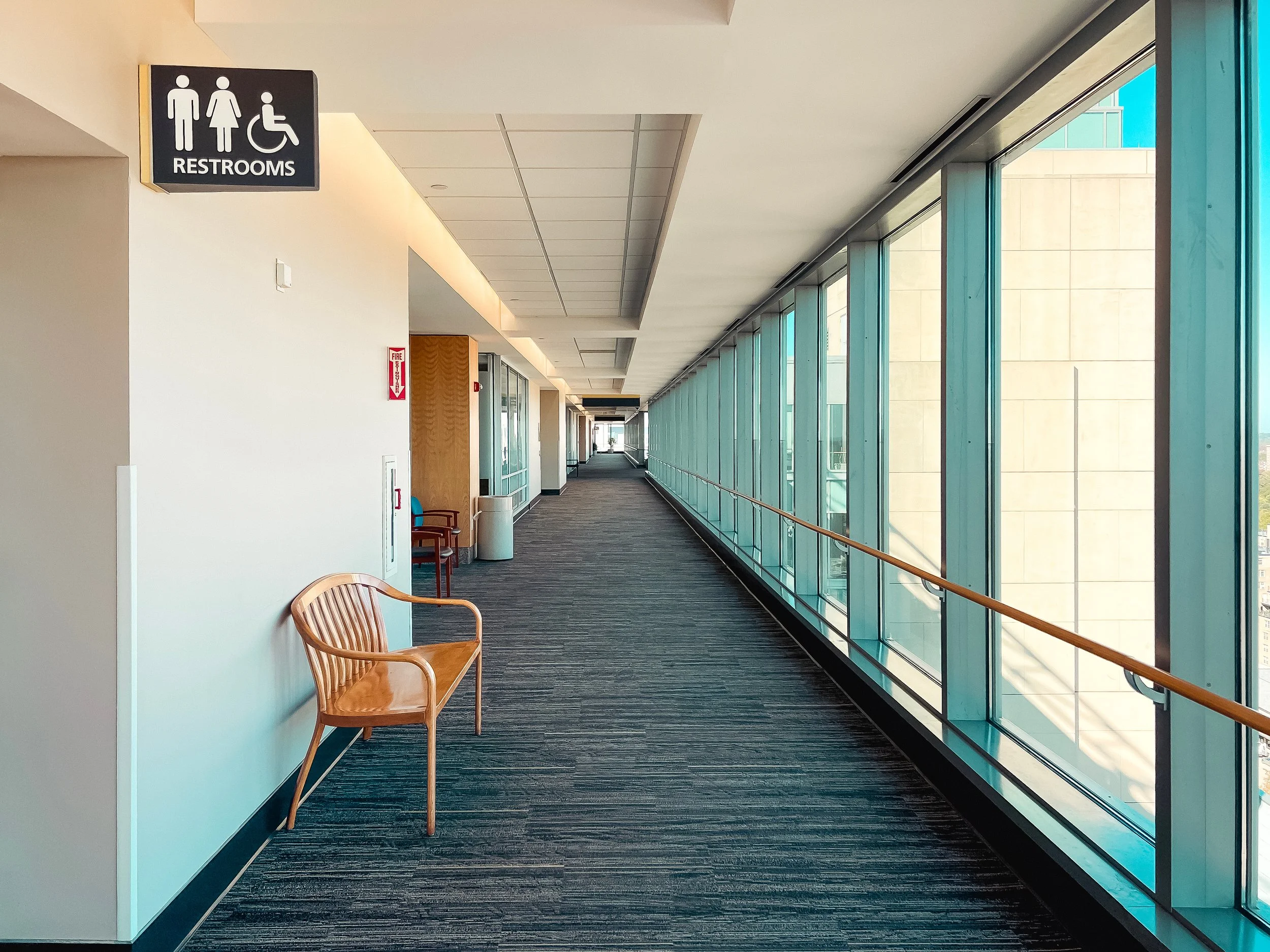 Office/medical hallway with clean carpets