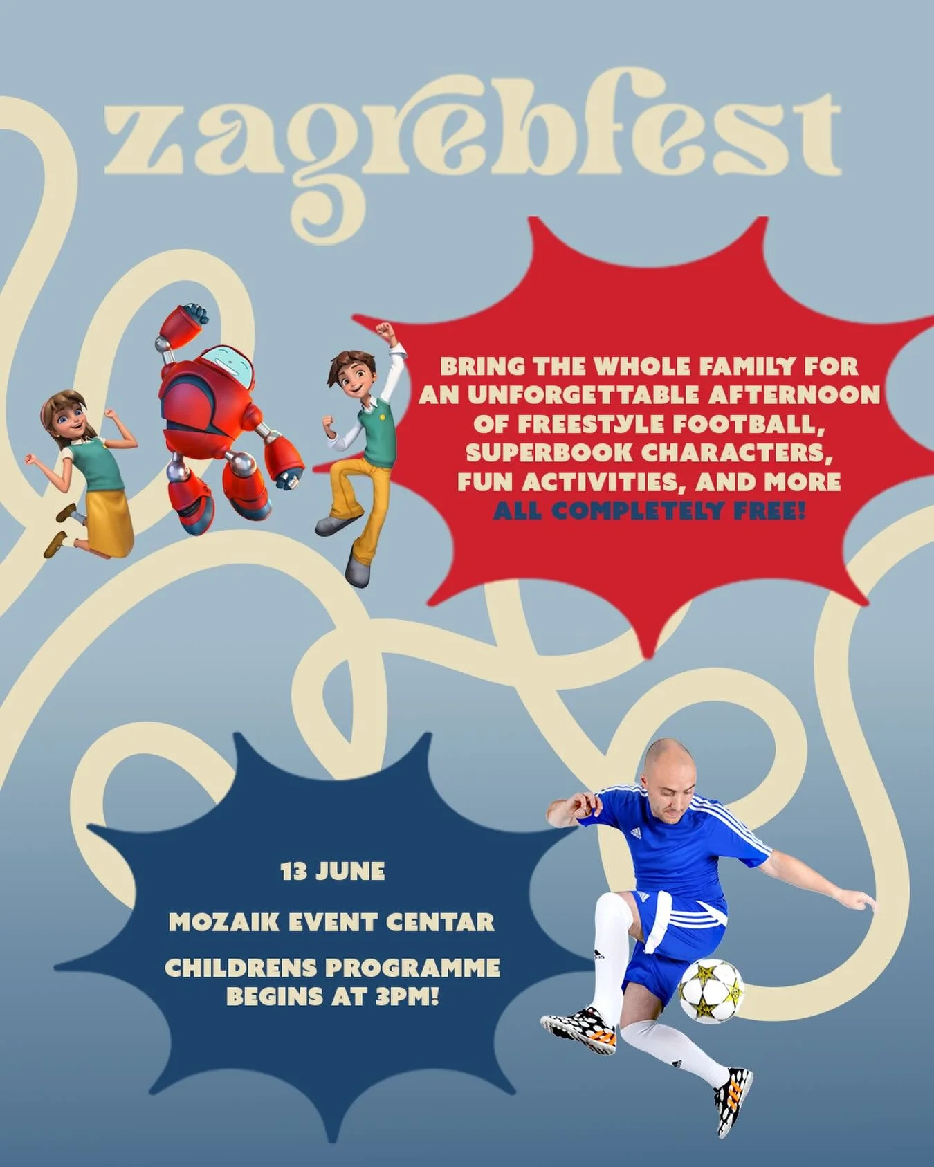 Will you be at ZagrebFest on Saturday? A day of free afternoon family fun and live stage programme followed by an evening of live music and a powerful message of hope shared by Andrew Palau.

🗓 June 13
📍 Mozaik Event Centar
🕔 Kids programme starts