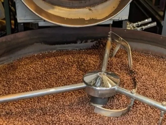 Specialty coffee served with Belgian waffles at Pom Waffles