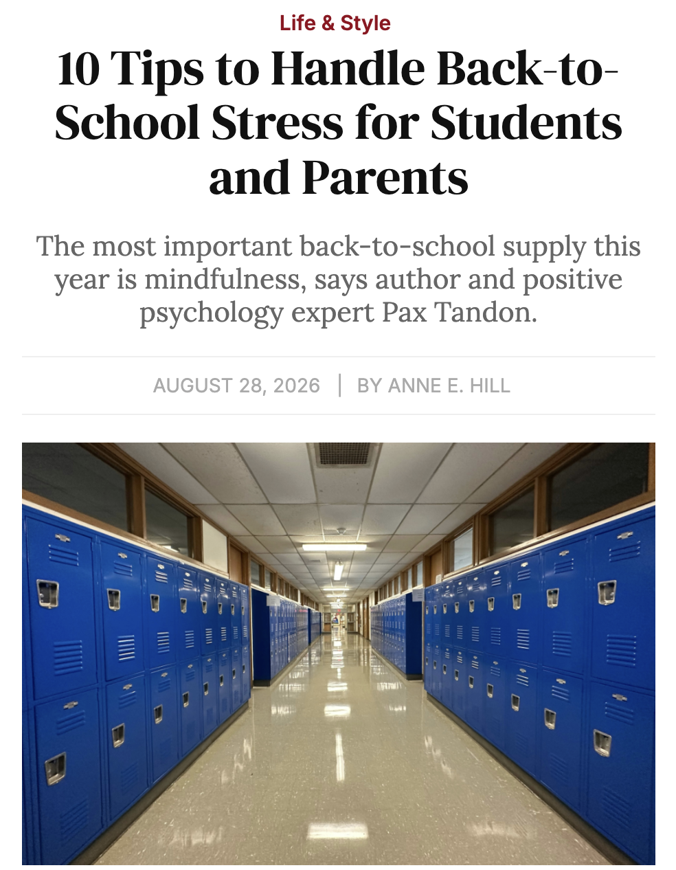Pax’s “Back to School” Tips Featured in Main Line Today