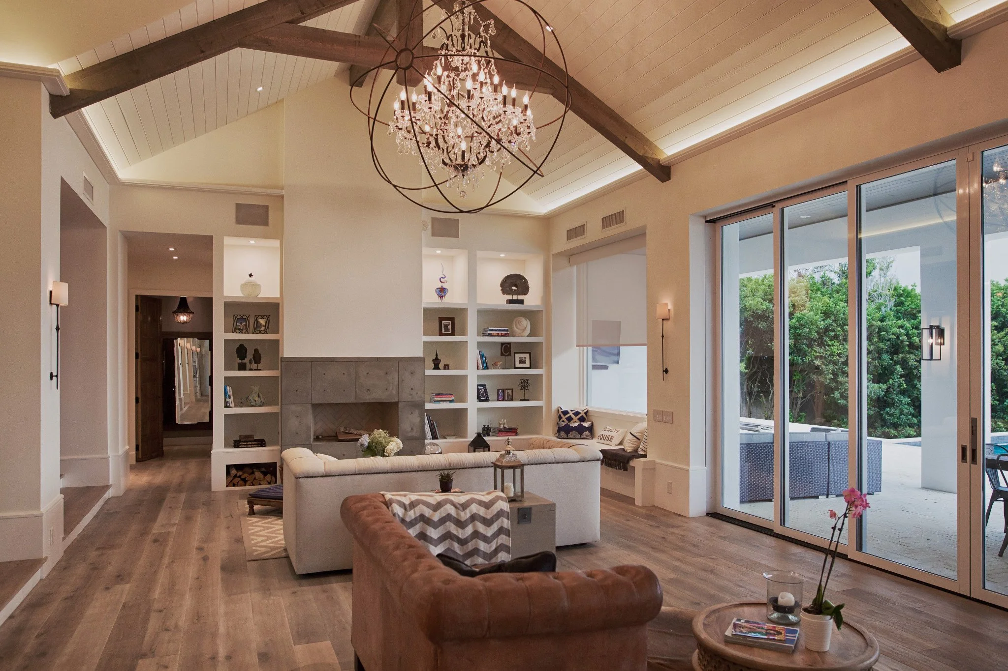 Custom Lutron smart home automation system featuring Lumaris LED lighting, motorized Triathlon shades, and a Sunnata dimming keypad. Fort Mill, SC.