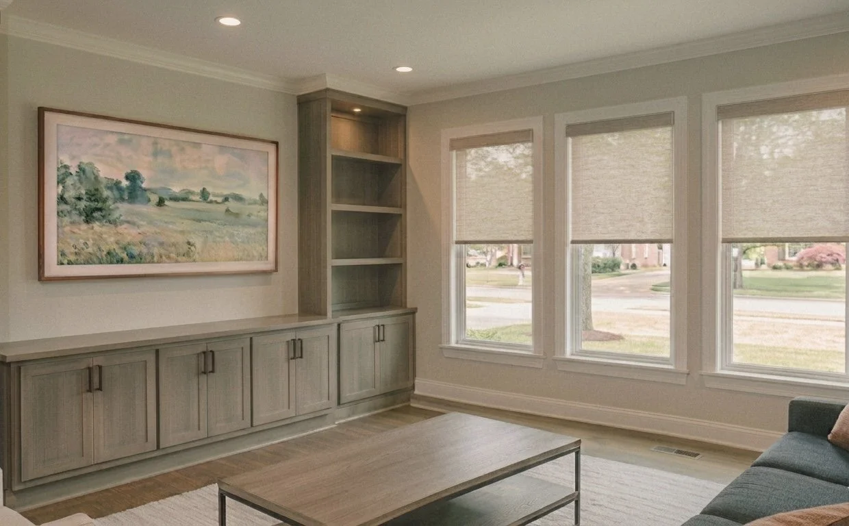 Lutron Triathlon shades with a Samsung Frame TV 