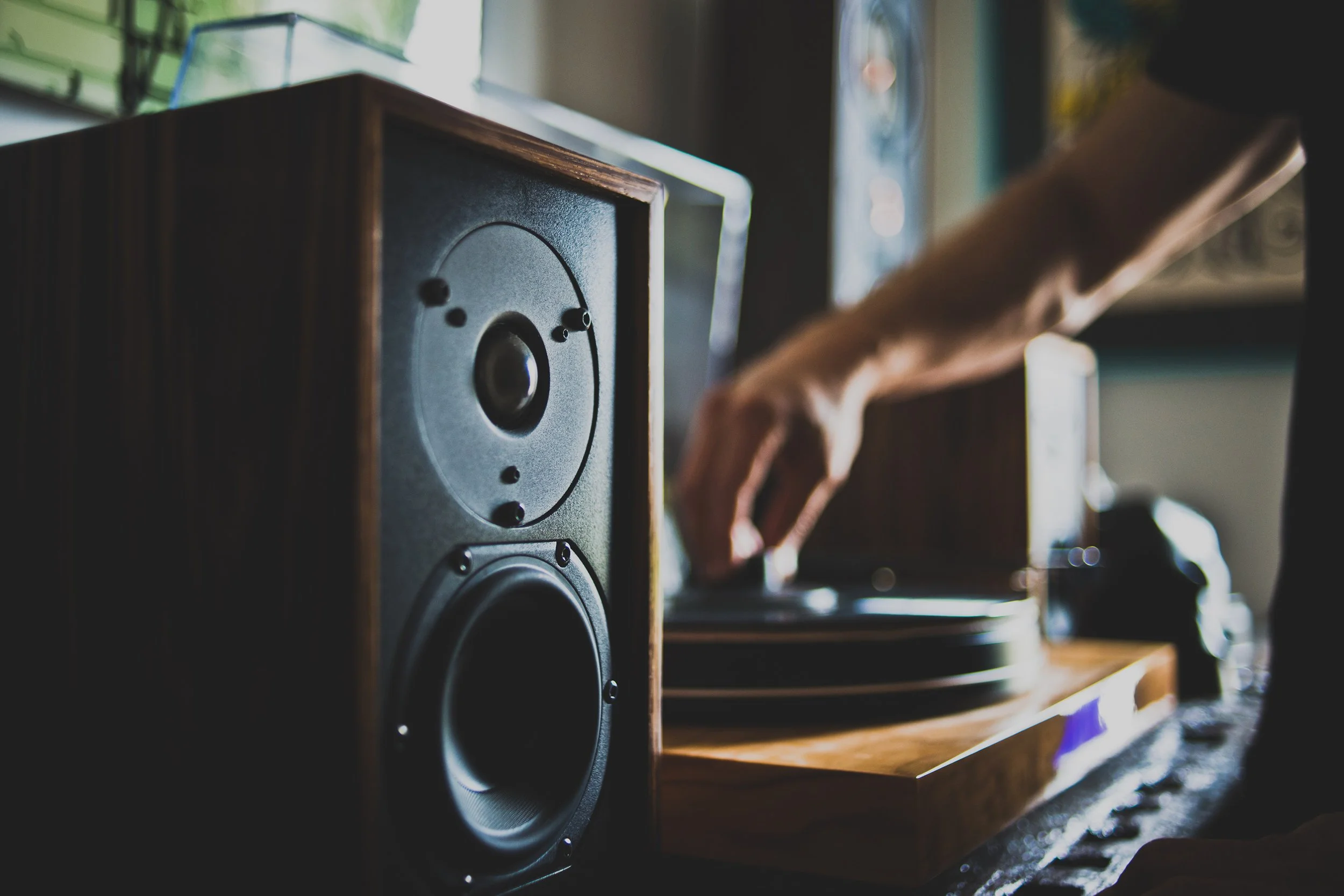 Premium handcrafted Leon audio speakers featured in a high-end residential sound system display in Indian Land, SC.