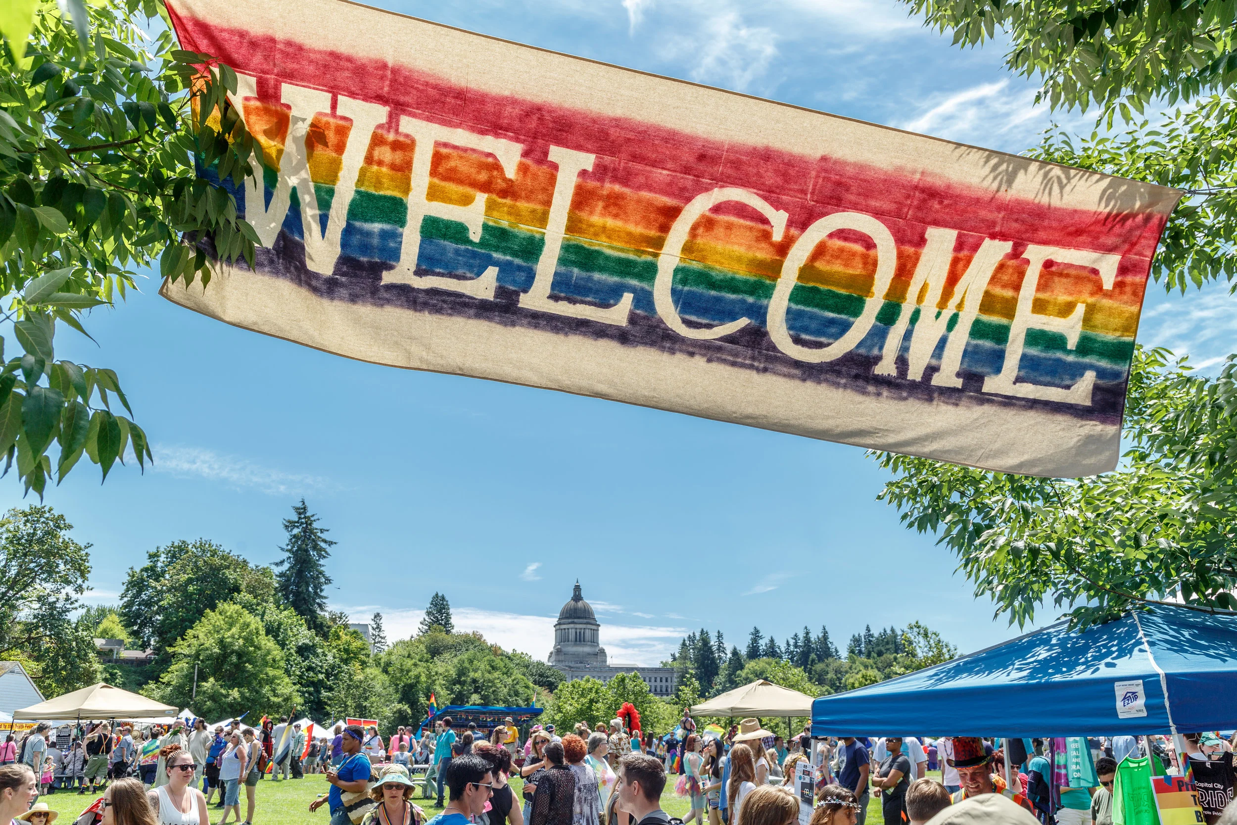 Celebrate pride in the shadow of the Capitol Building in Olympia, Washington.