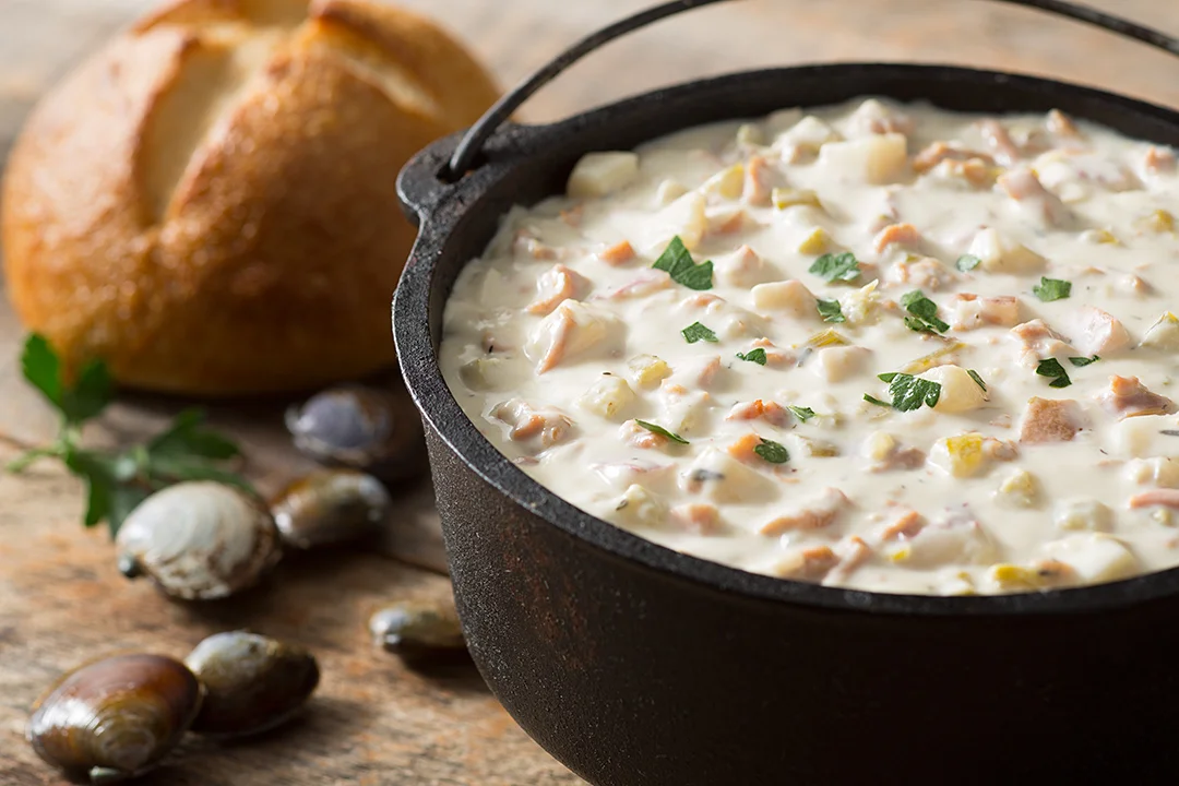 Wait out the commute and cozy up for a bowl of New England Clam Chowder at Pacific Place
