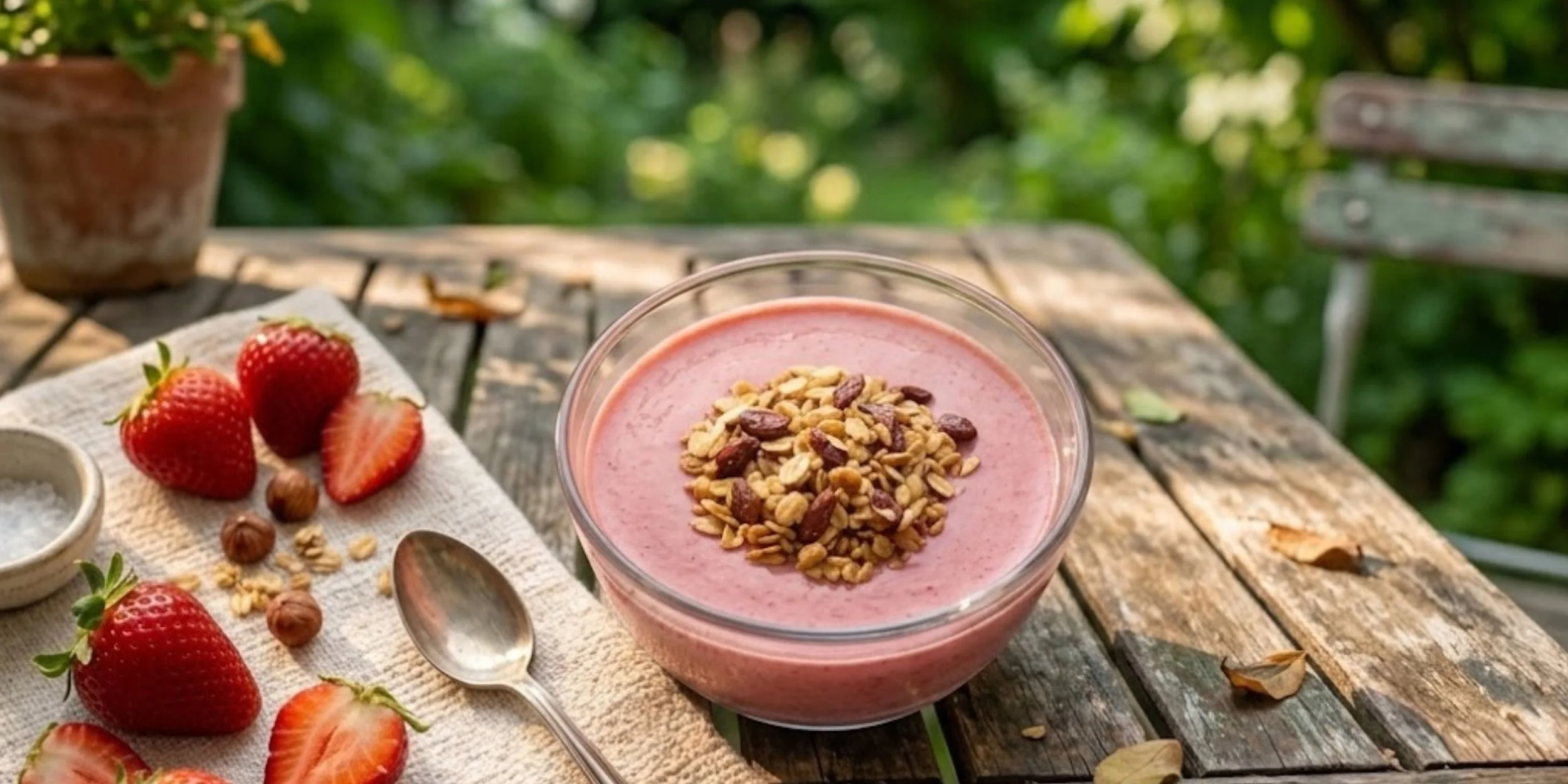 Receita de Mousse de Morango com Crocância de Frutos Secos (sem açúcar)