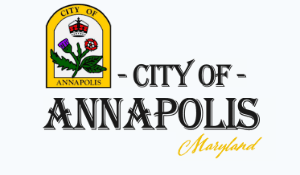 City of Annapolis, Maryland logo featuring a shield with a crown, sailboat, and trees