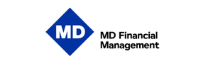 MD Financial Management logo with a blue diamond shape and the letters 'MD' inside, next to the company name.