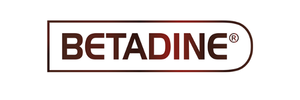 Betadine logo in brown text inside a rectangular border
