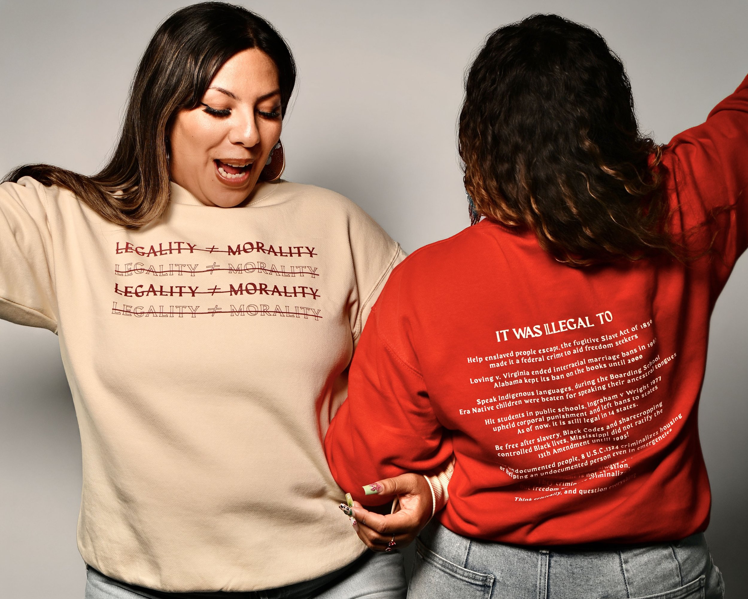 Illegal ≠ Ethical Crewneck Sweatshirt $45