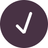 Purple circle with a white checkmark inside