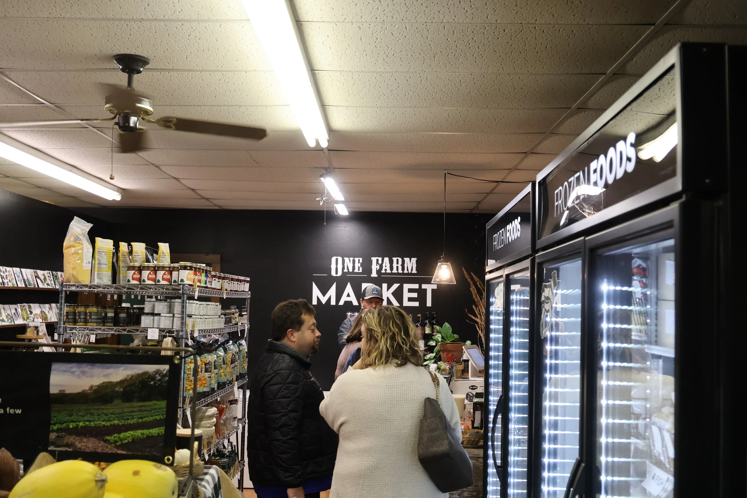 One Farm Market carries fresh local produce and dry goods.