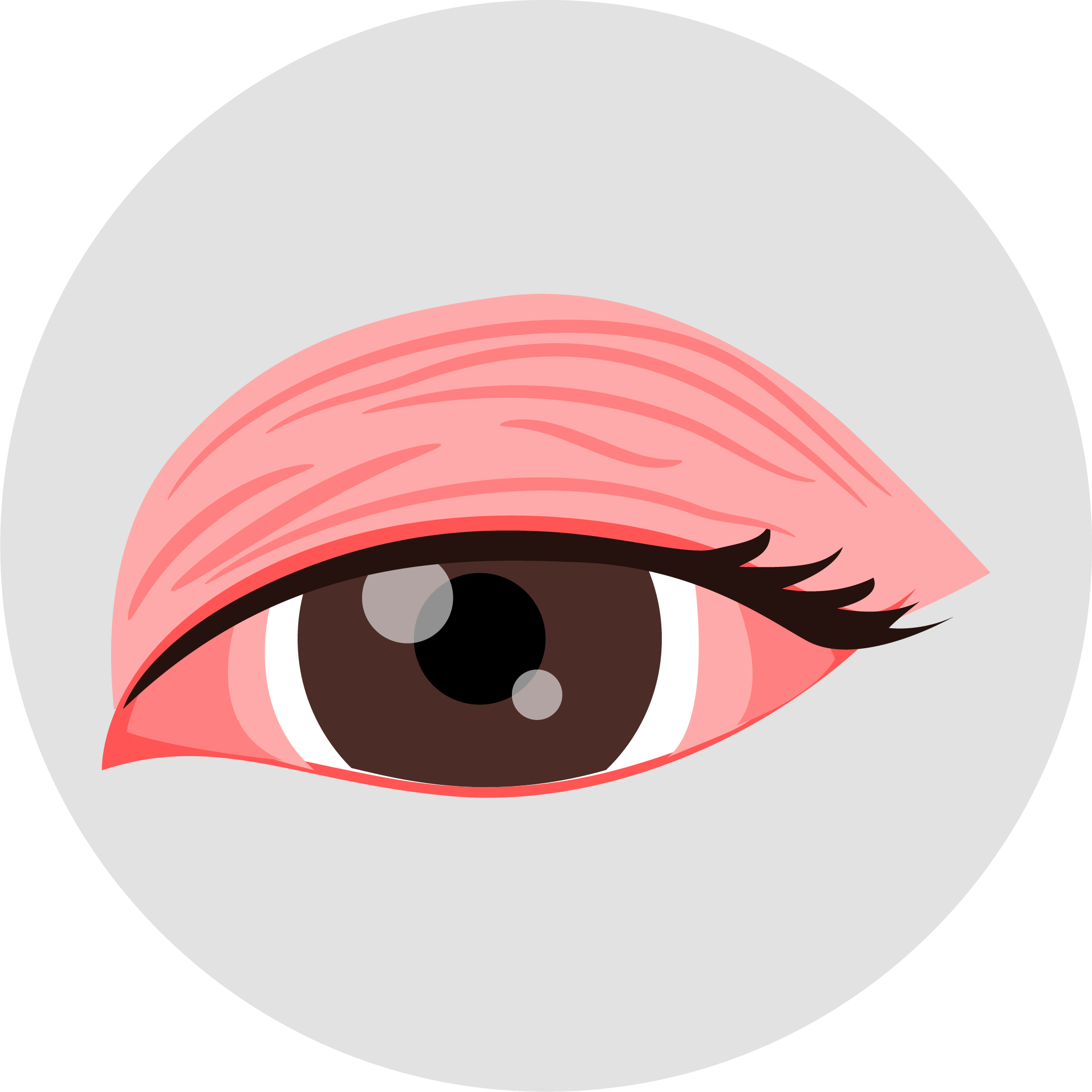 Illustration of a human eye with large, drooping eyelids.