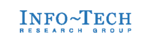 Logo with blue text saying 'INFO-TECH' and smaller text below 'RESEARCH GROUP'