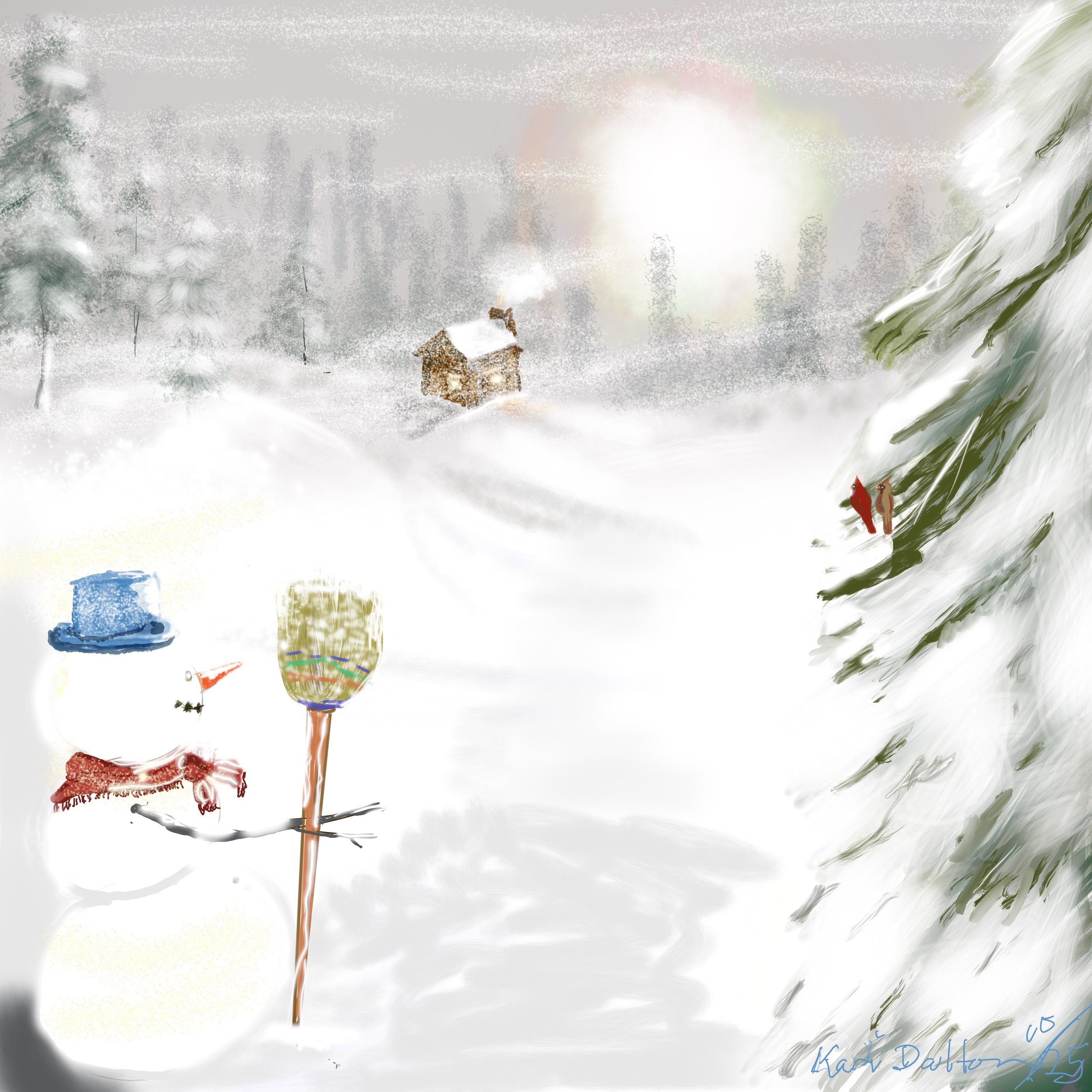 Snowman -n- cardinals (prints only)