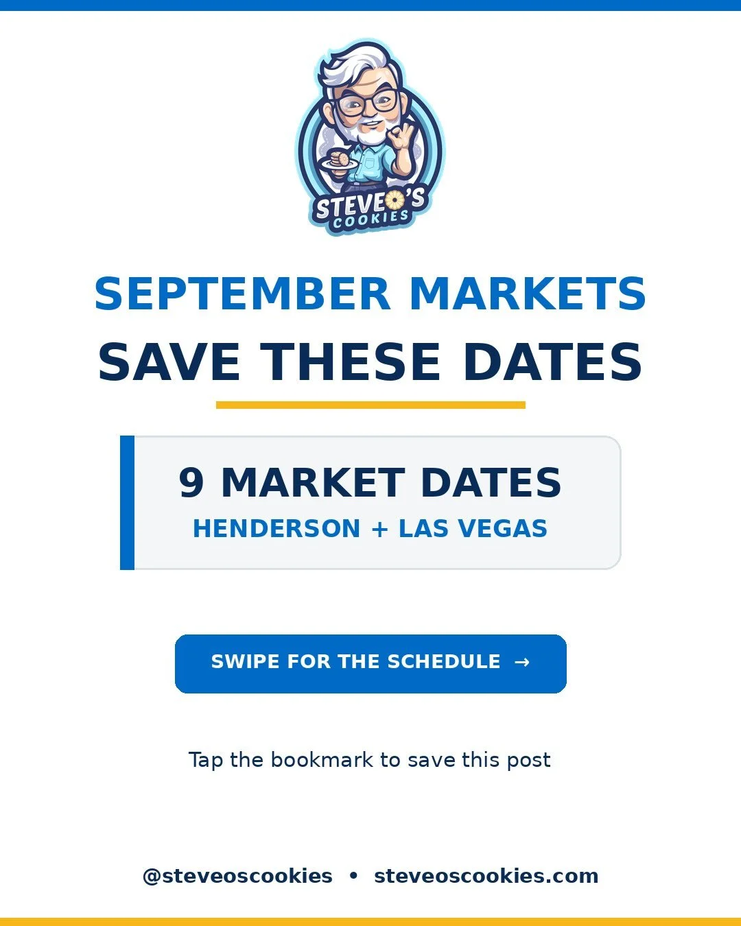 September is packed! 🍪 Here&rsquo;s where to find steveO&rsquo;s cOOkies around Henderson and Las Vegas this month. Save this post so you have all the dates&mdash;and send it to someone who needs a cookie run.

Which market will I see you at?

#stev