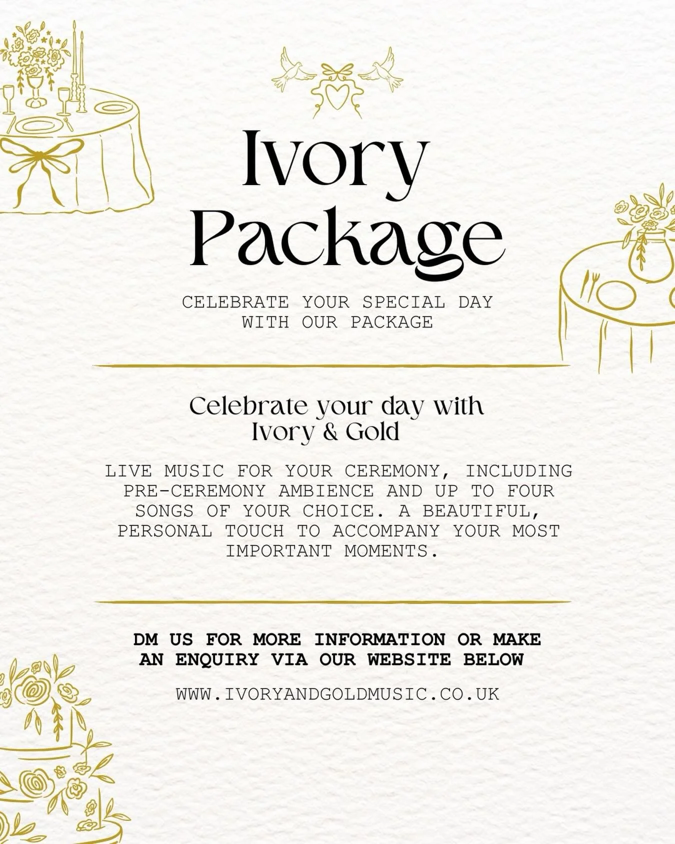 First up - our Ivory package 🎹✨ Dm us or visit our website for more 🪩🎶