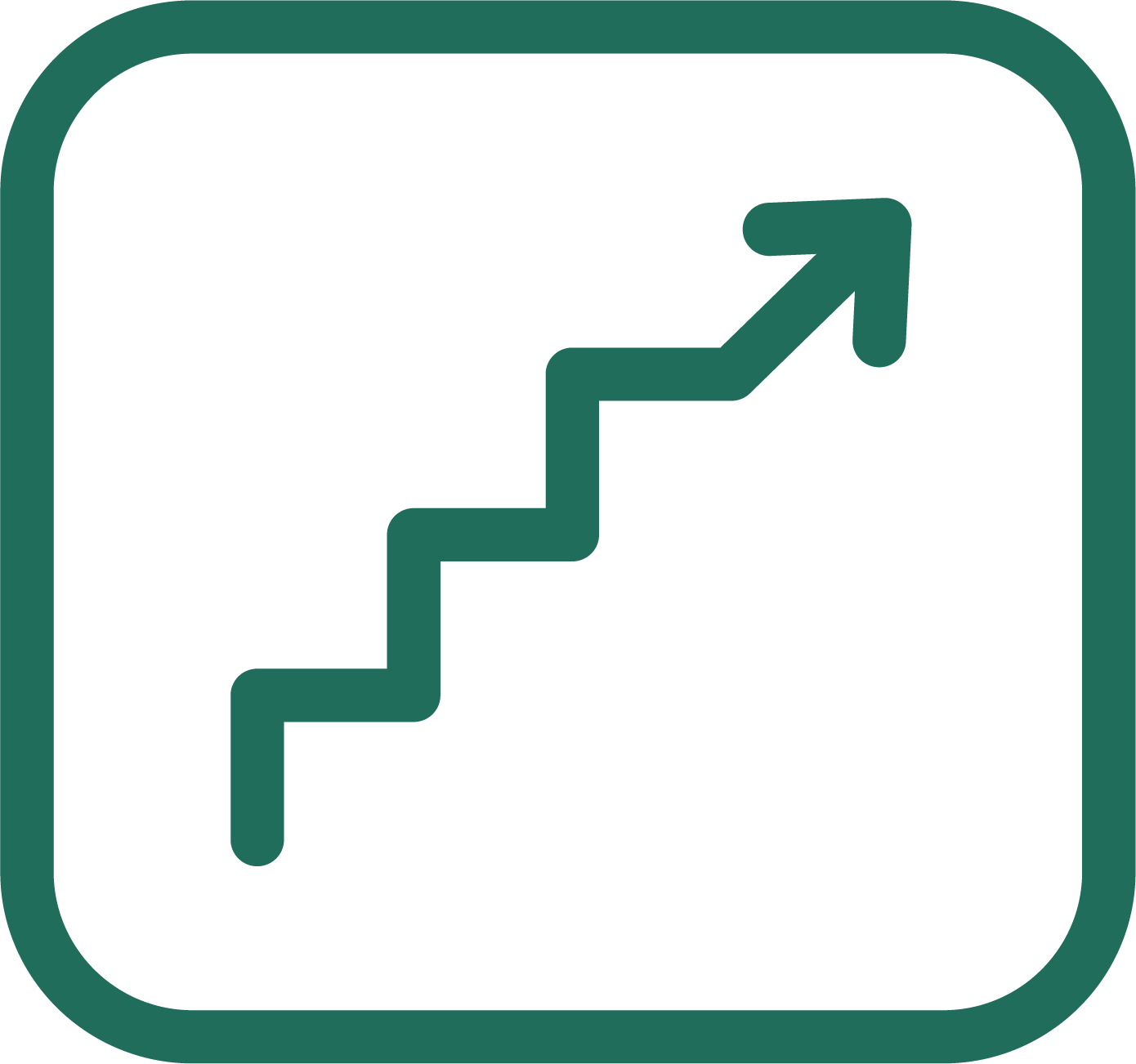 An icon of a staircase with an arrow pointing upward to symbolize resilience against megaproject risks