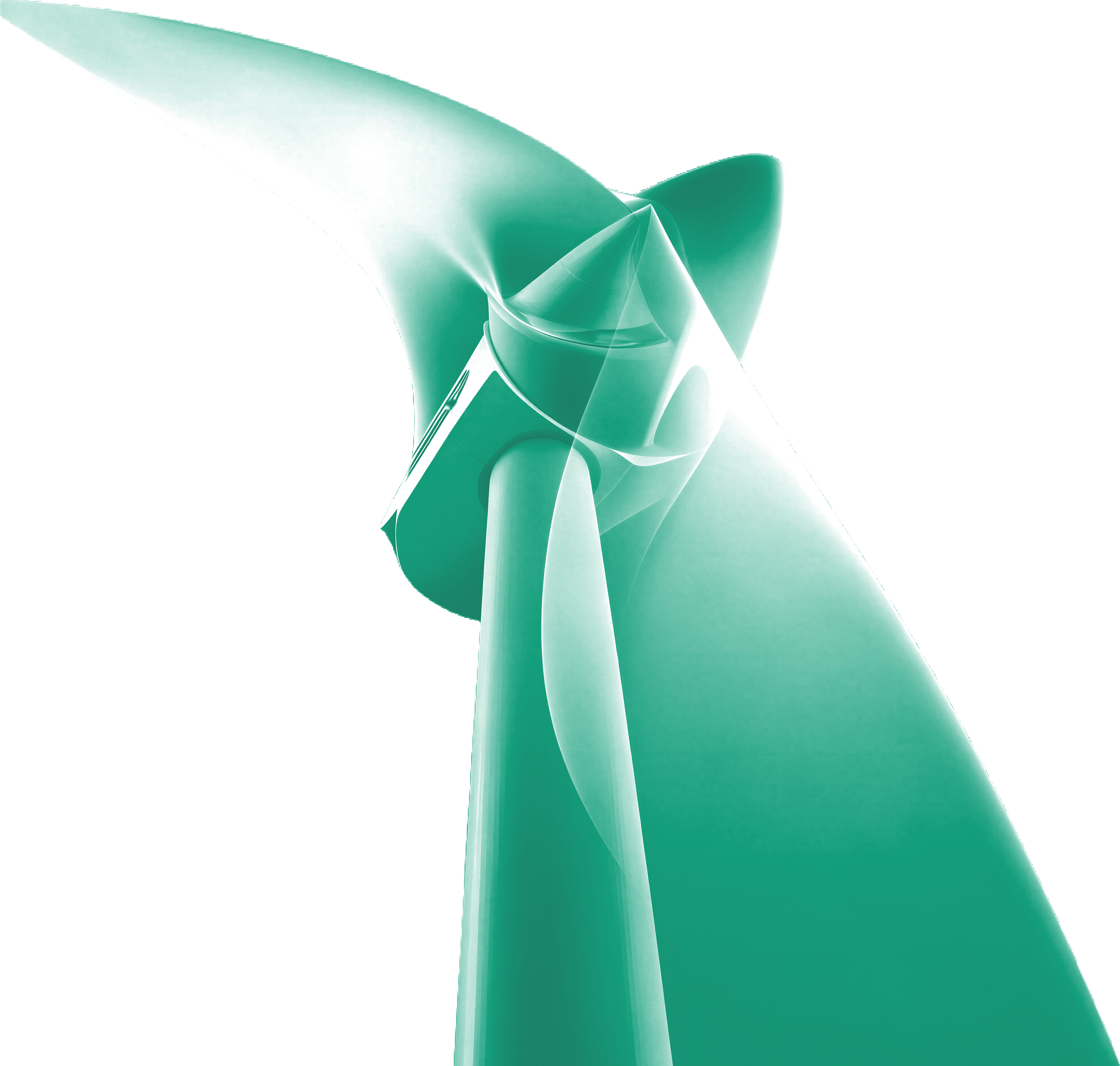 Abstract digital art with flowing green shapes and light effects.