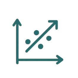 Scatter plot with a positive trend line and data points.