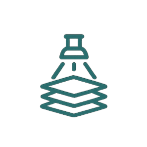 Icon of a desk lamp shining light on a stack of papers.