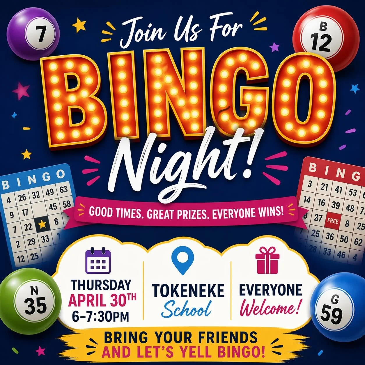 Family BINGO Night is next Thursday, April 30th from 6-7:30pm 🥳

Buy your tickets at the link in our bio 🎟️

We&rsquo;re still looking for parent volunteers as well as people to contribute to the bake sale items. Please sign up if you can! 🩷