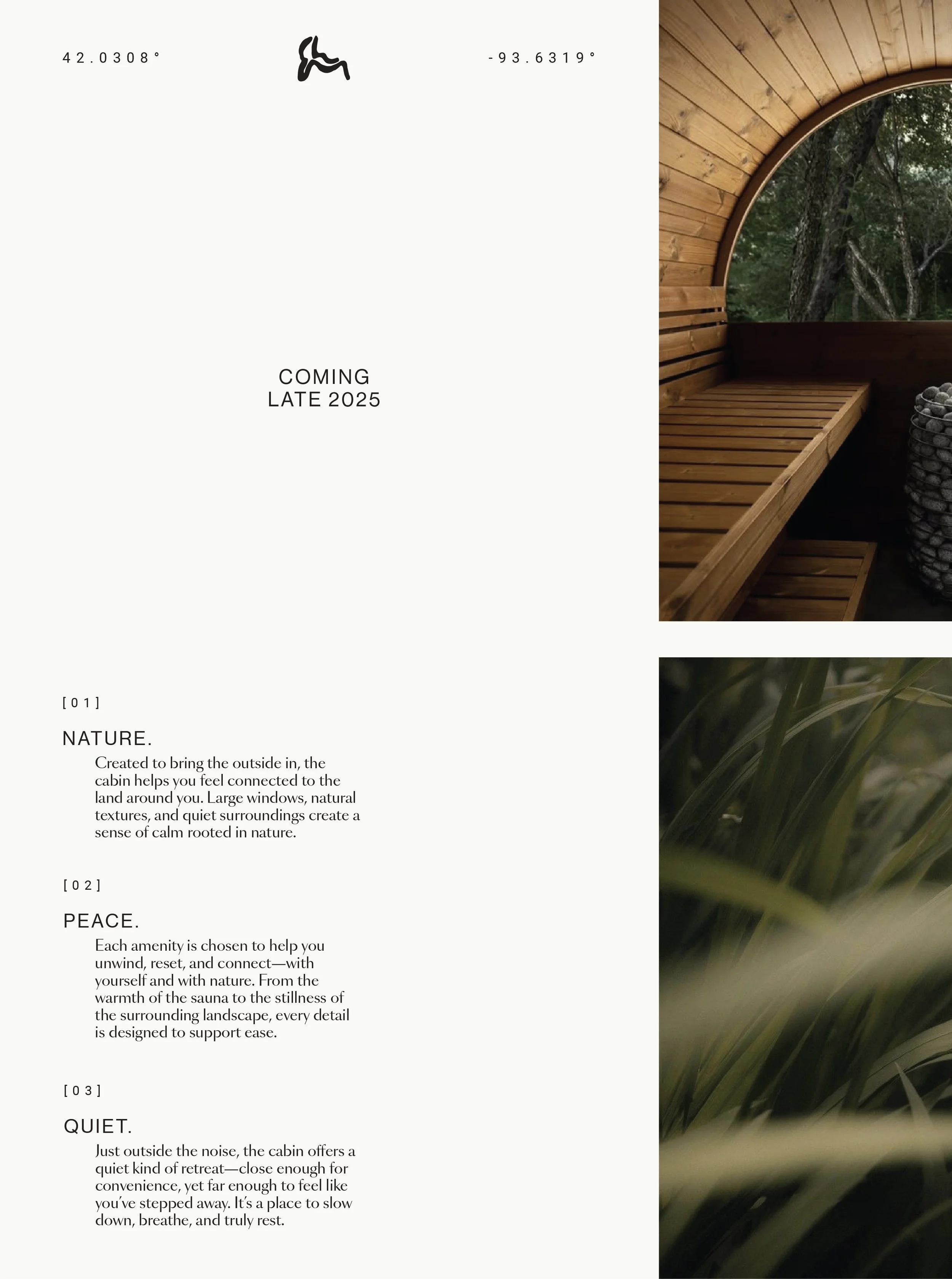 Brand identity for wellness cabin.