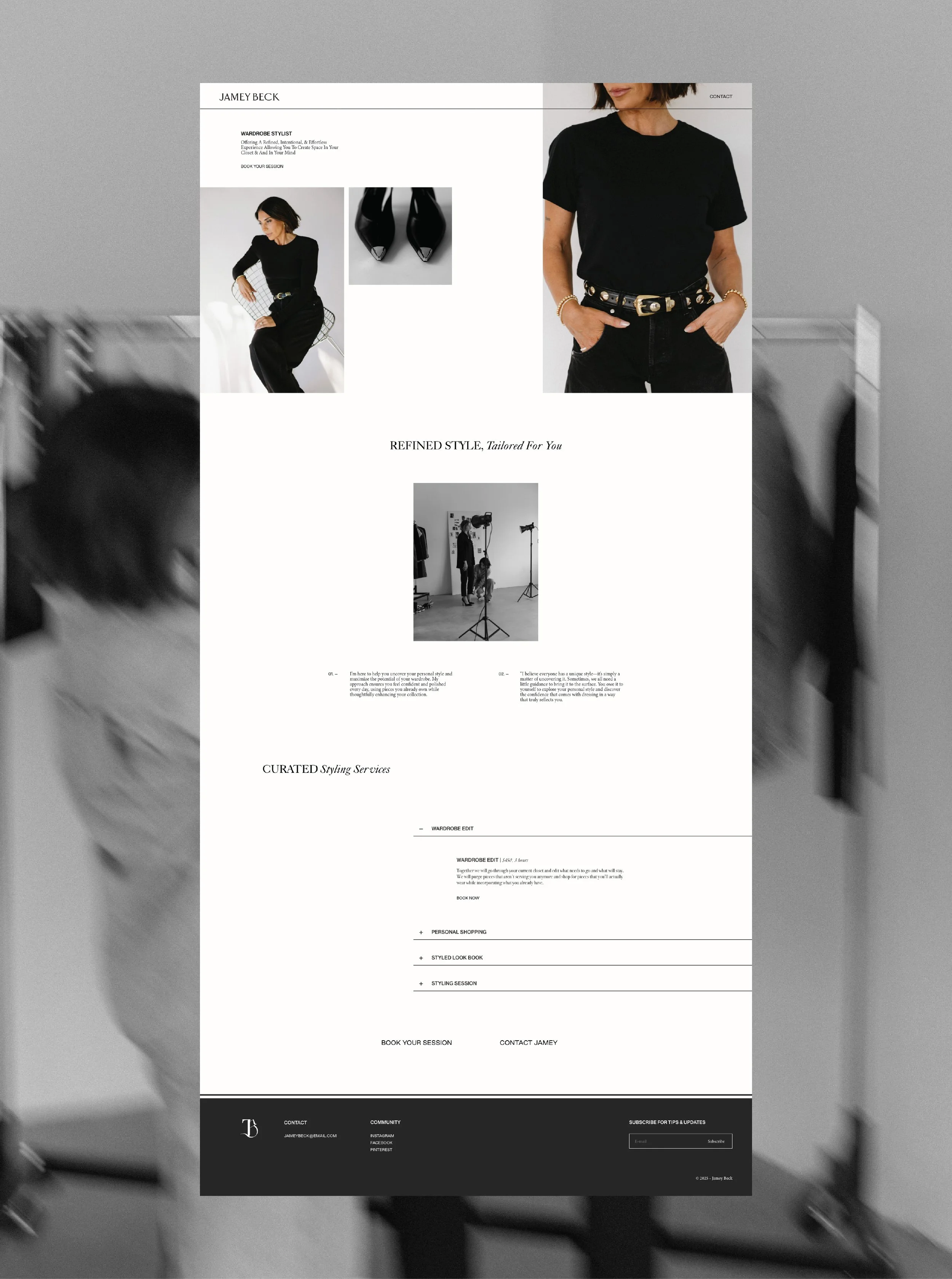 Web design for personal stylist.